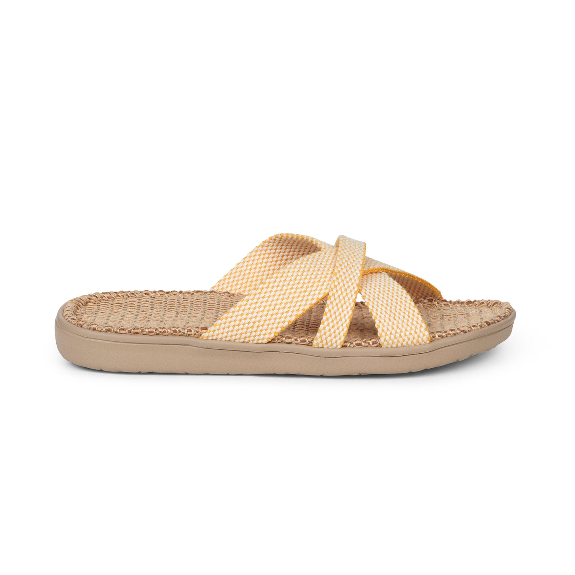 Sandals with straps of soft cotton. The comfortable inner sole in covered with jute