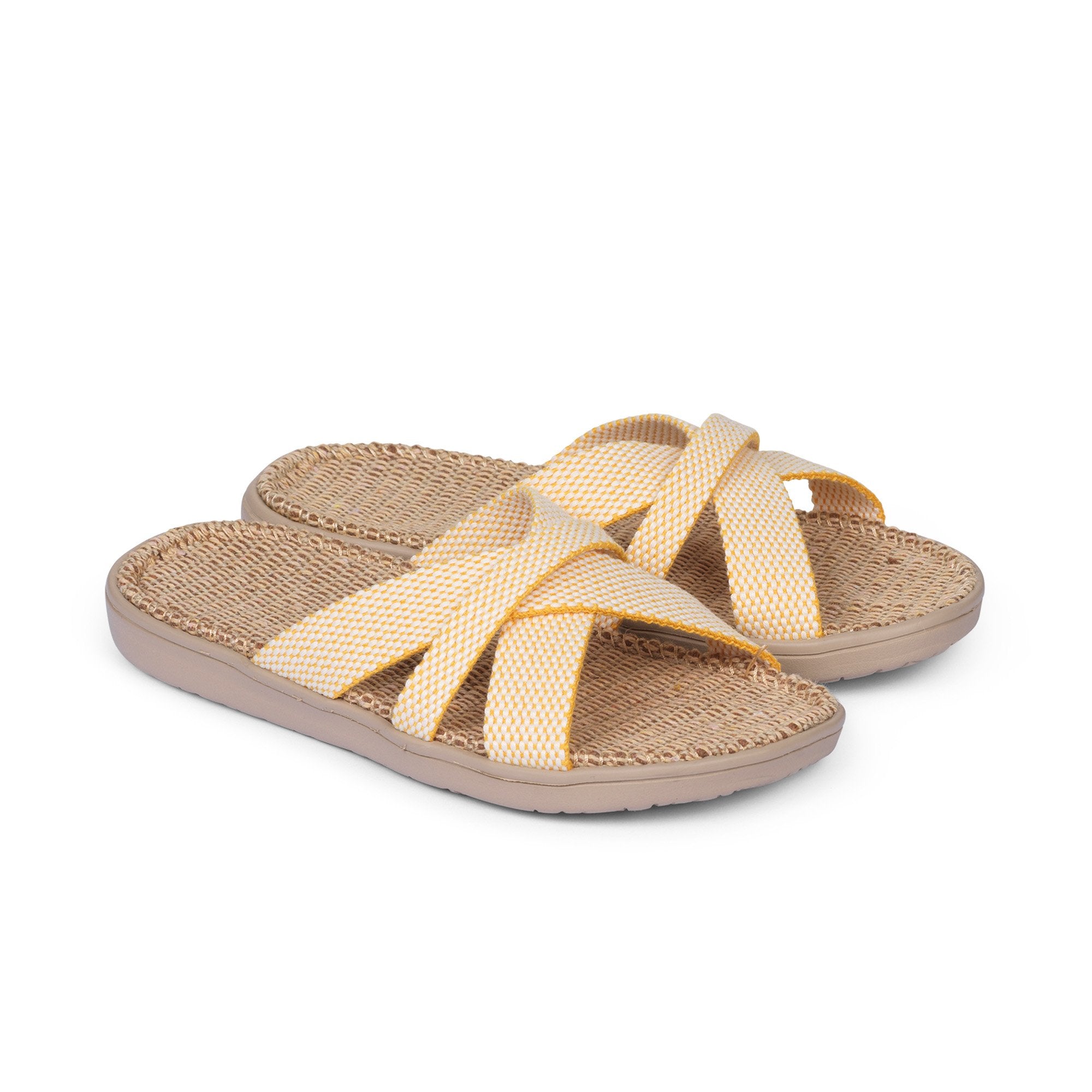 Sandals with straps of soft cotton. The comfortable inner sole in covered with jute