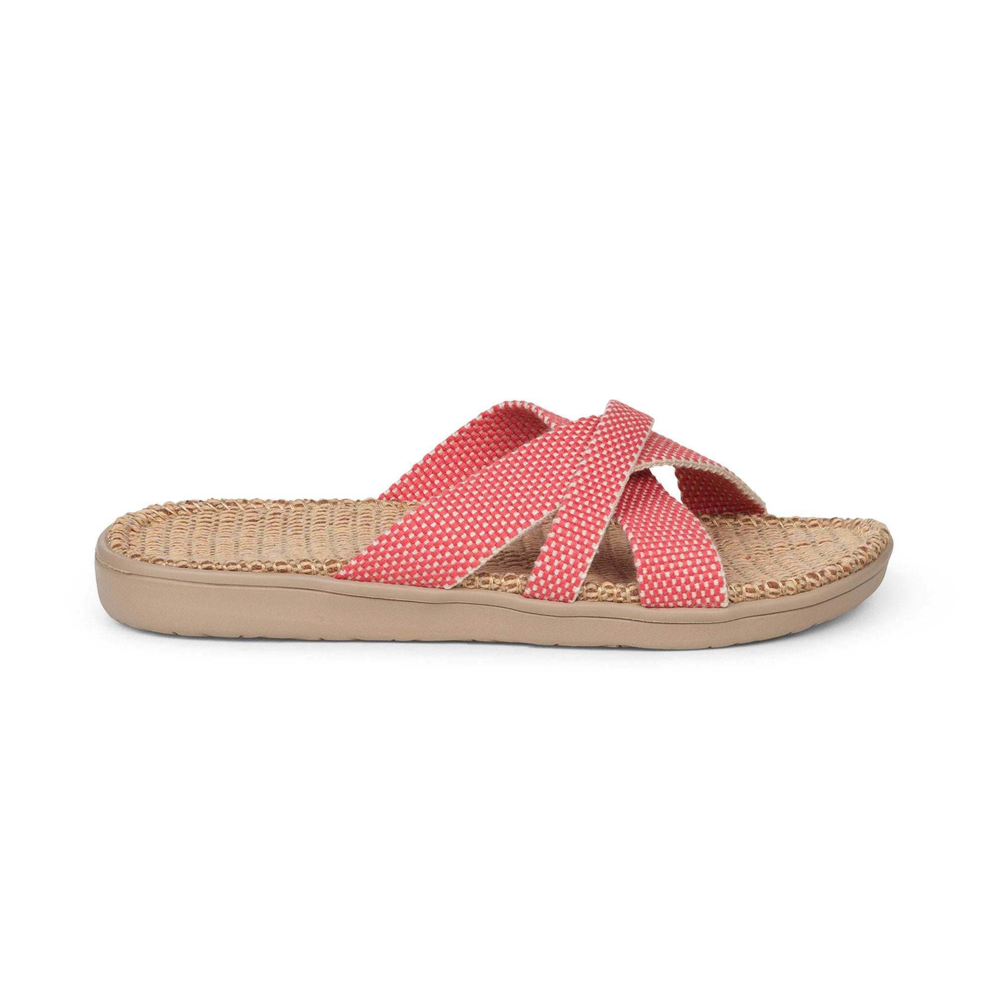 Sandals with straps of soft cotton. The comfortable inner sole in covered with jute