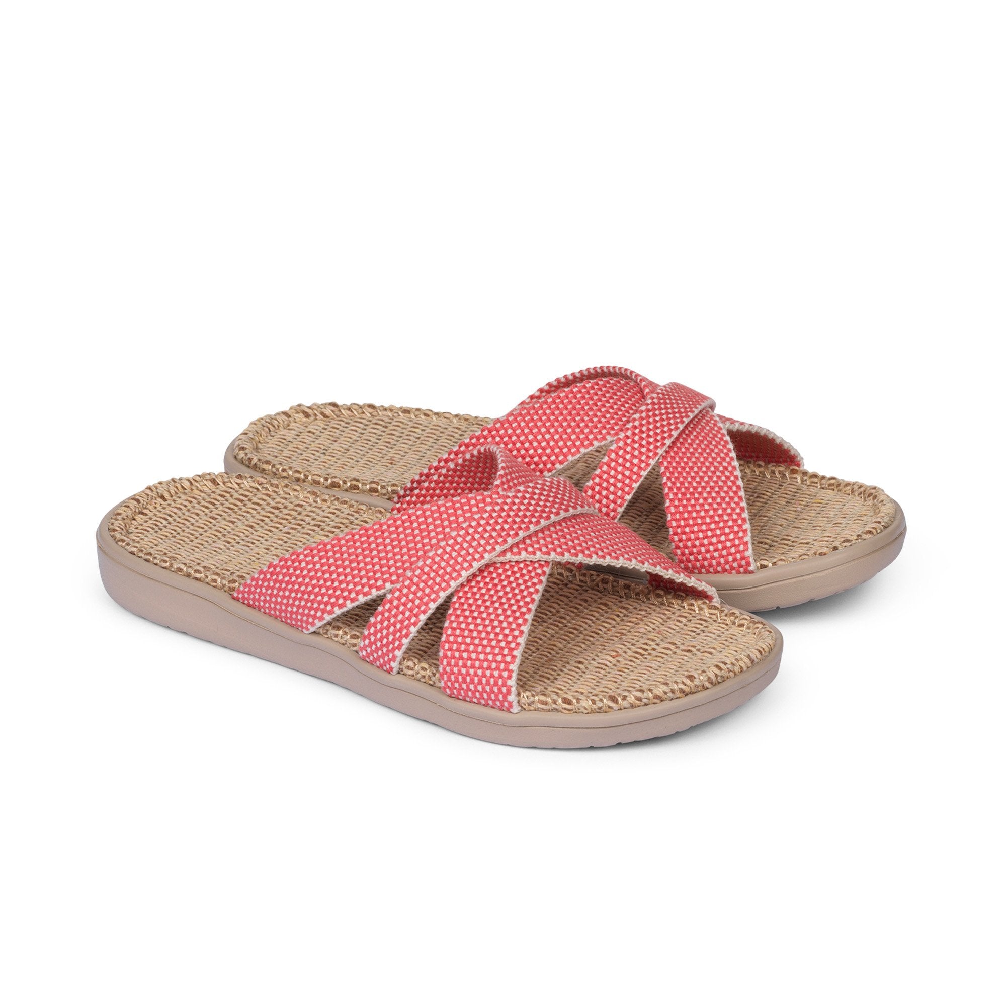 Sandals with straps of soft cotton. The comfortable inner sole in covered with jute