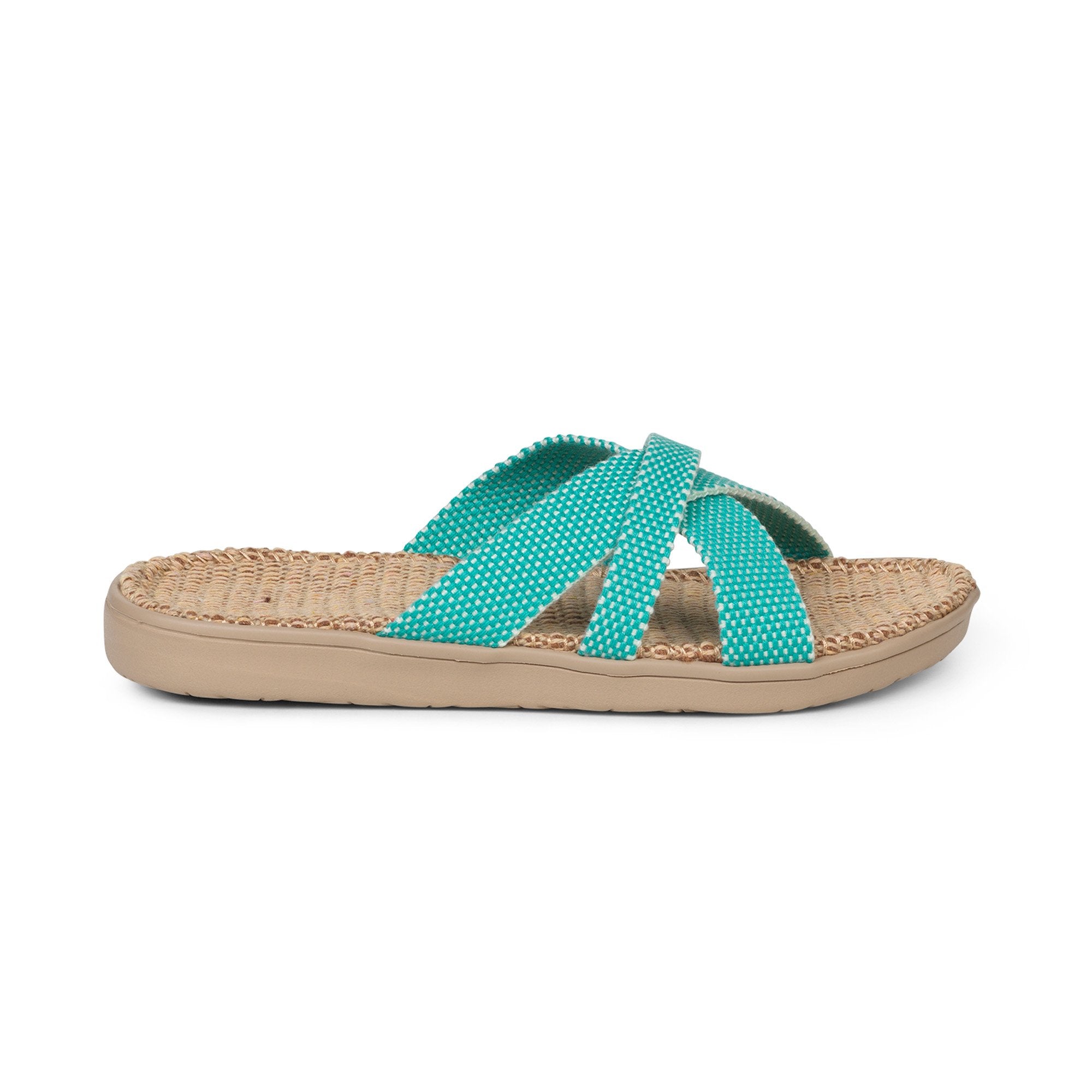 Summer sandals for kids from danish brand Lovelies. The rubber sole is nice and soft which makes the sandal very comfortable. The inner sole is covered with woven jute and the straps are med of fine cotton.