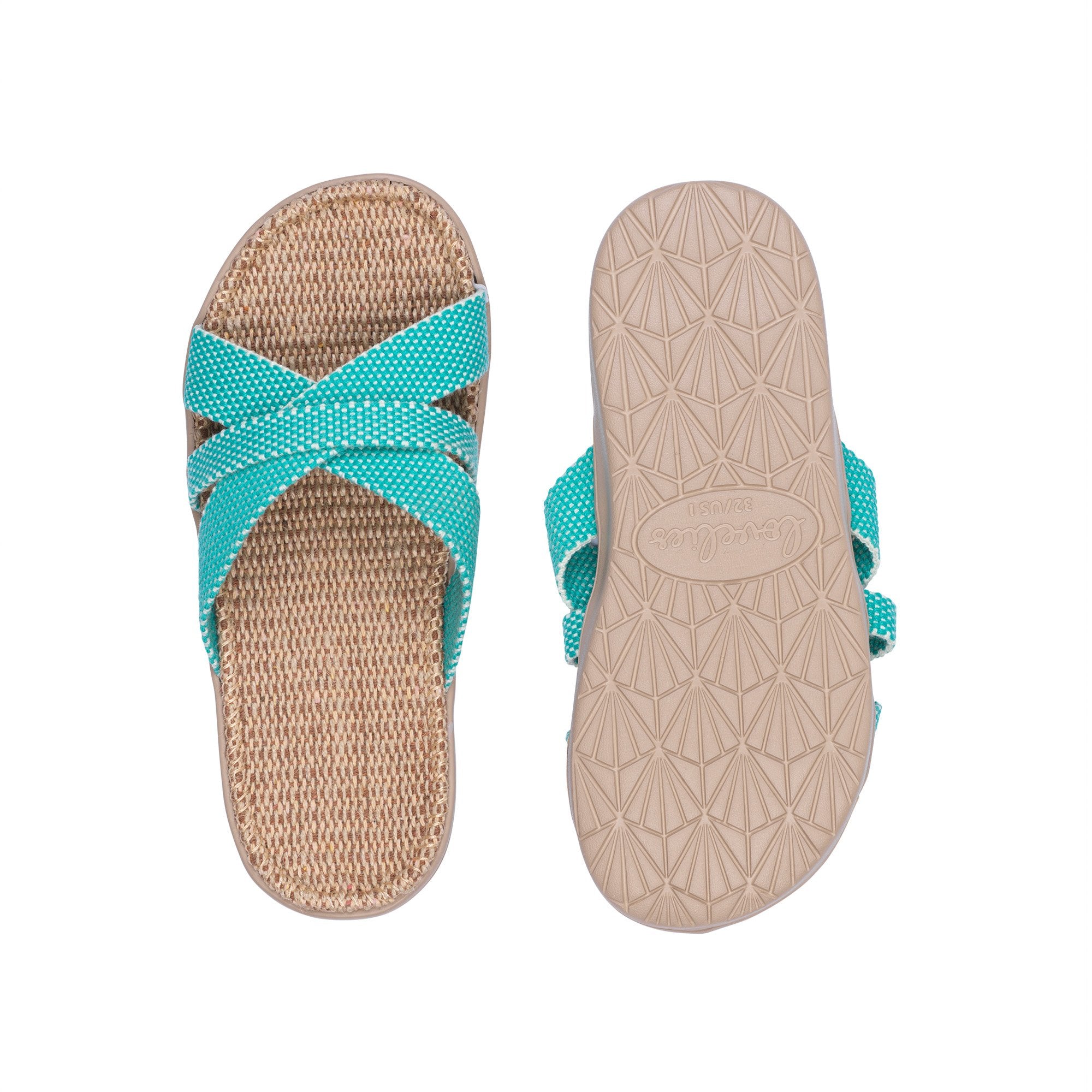 Summer sandals for kids from danish brand Lovelies. The rubber sole is nice and soft which makes the sandal very comfortable. The inner sole is covered with woven jute and the straps are med of fine cotton.