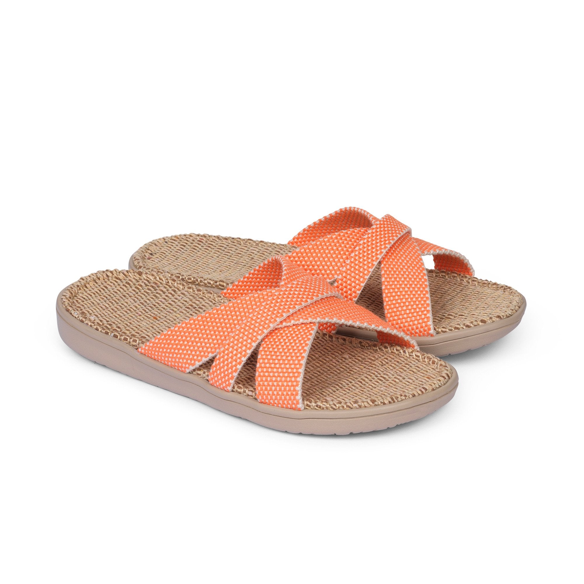 Sandals with straps of soft cotton. The comfortable inner sole in covered with jute