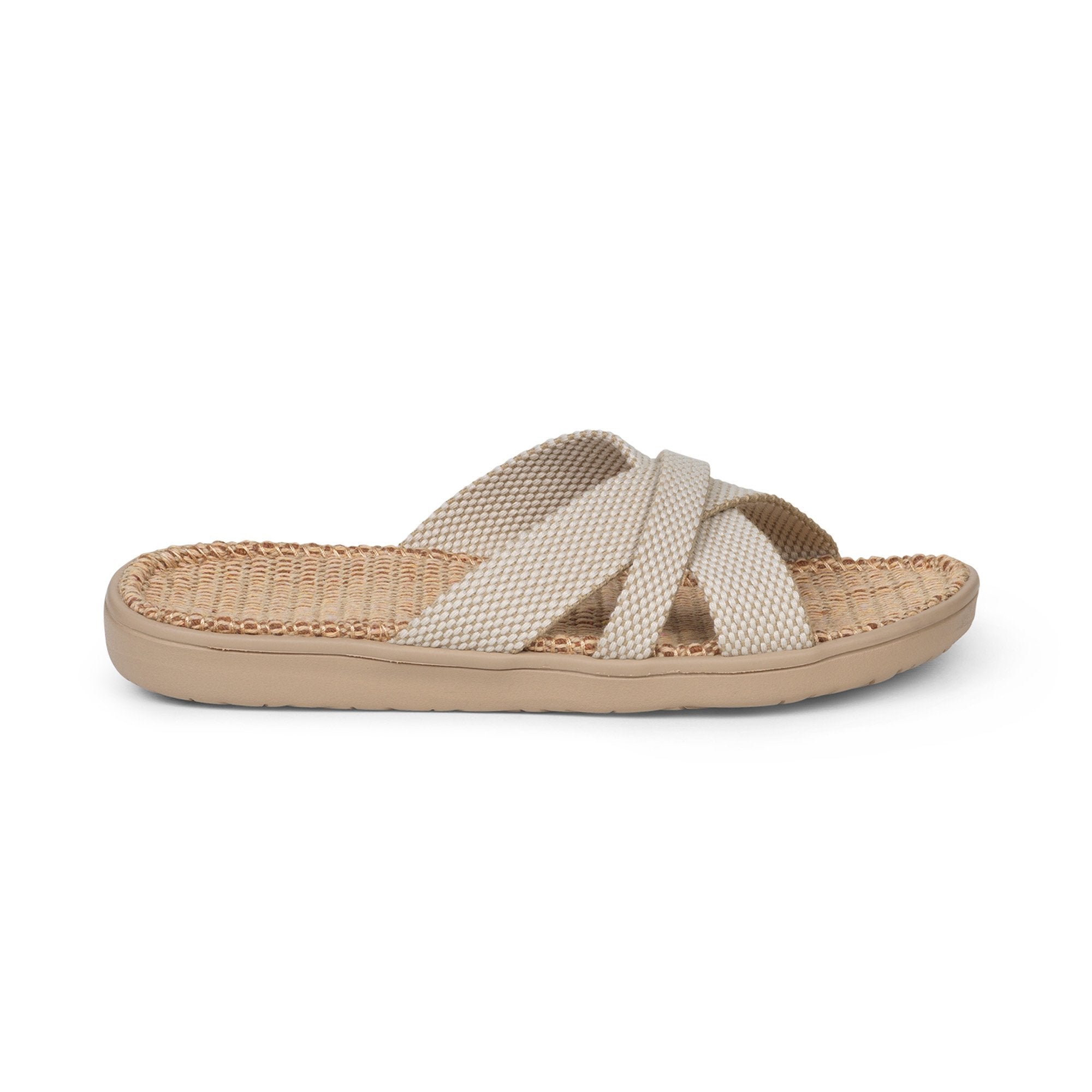 Sandals with straps of soft cotton. The comfortable inner sole in covered with jute