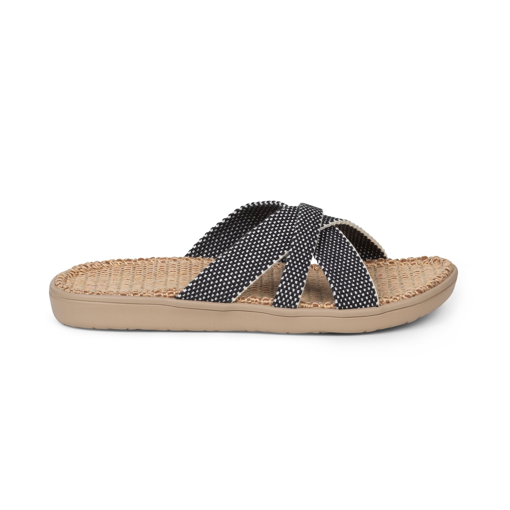 Sandals with straps of soft cotton. The comfortable inner sole in covered with jute