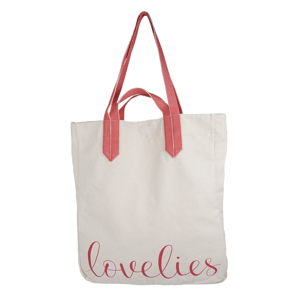 Lovelies shoulder shopper bag is made of high quality cotton and soft cotton webbing handles.