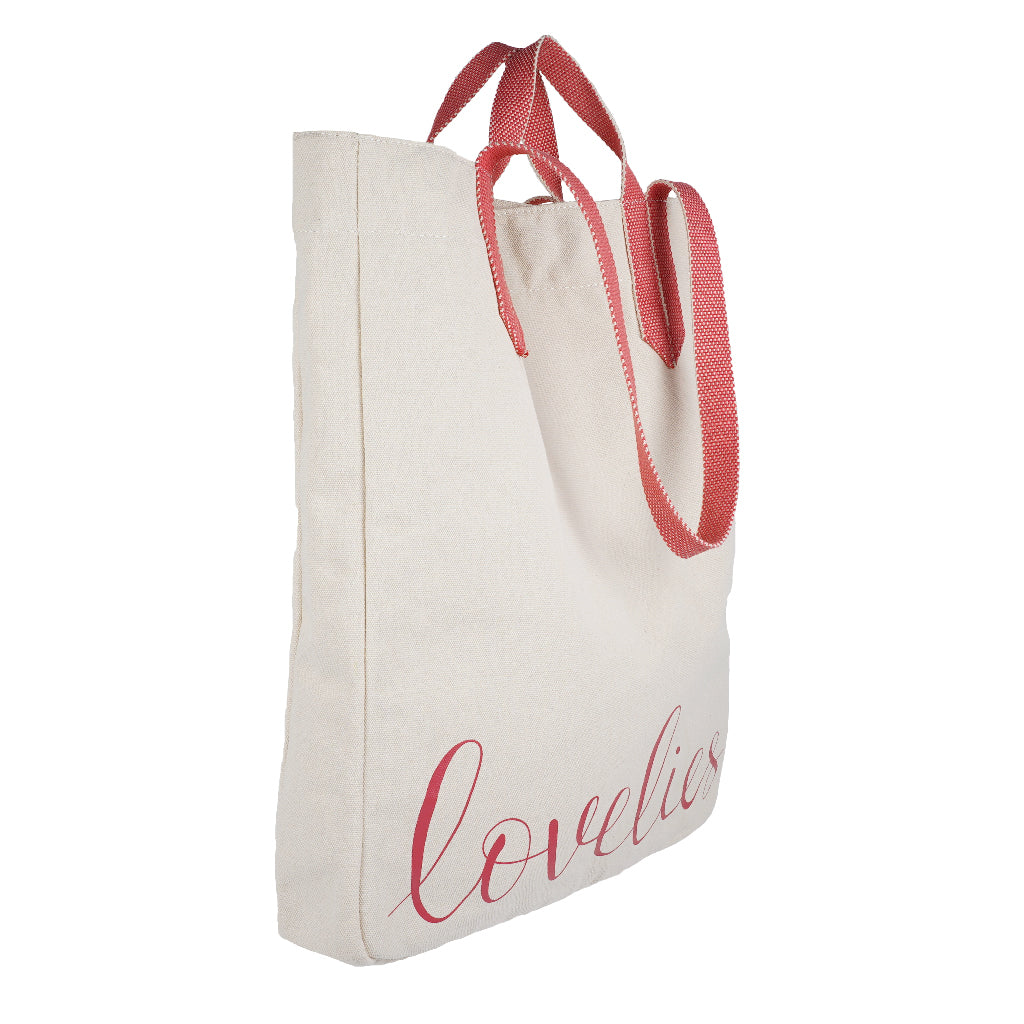 Lovelies shoulder shopper bag is made of high quality cotton and soft cotton webbing handles.