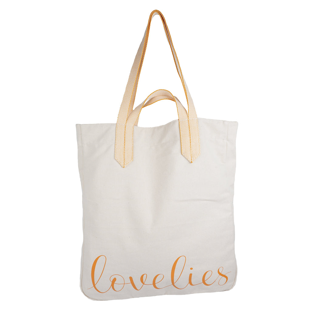 Lovelies shoulder shopper bag is made of high quality cotton and soft cotton webbing handles.