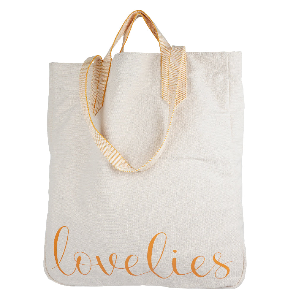 Lovelies shoulder shopper bag is made of high quality cotton and soft cotton webbing handles.