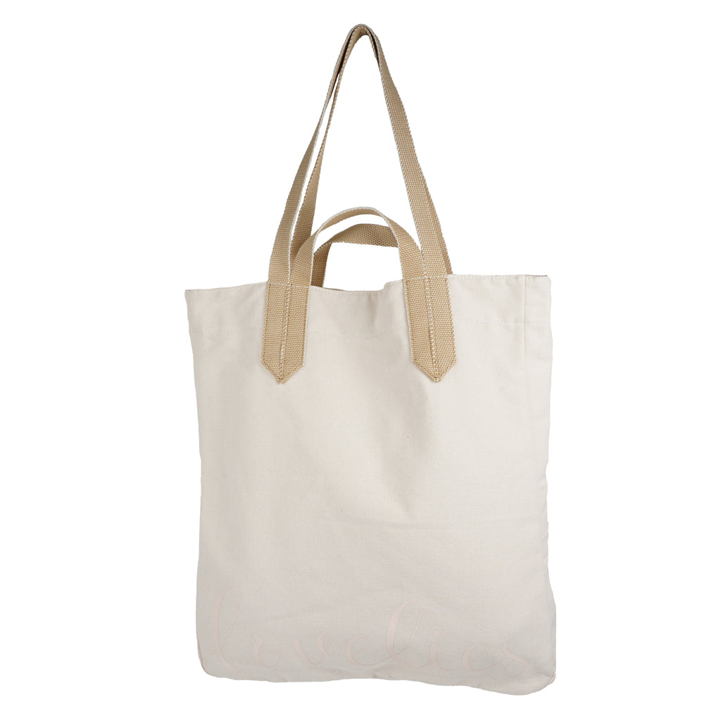 Lovelies shoulder shopper bag is made of high quality cotton and soft cotton webbing handles.