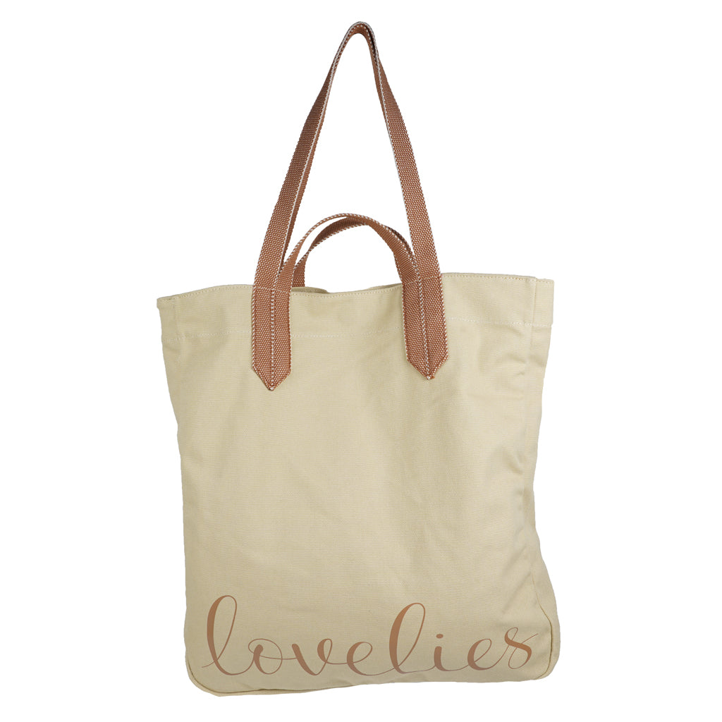 Lovelies shoulder shopper bag is made of high quality cotton and soft cotton webbing handles.