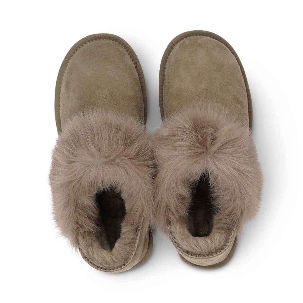 Soft and cosy shearling slippers with heel cap Lovelies shearling slippers are the essence of comfortability. When you’re in the need of surrounding your feet in soft and warm slippers, Lovelies shearling slippers are the answer. With soft and durable soles, warm shearling and a gorgeous design, you’ll never want to wear any other home-shoe to make you feel at ease.