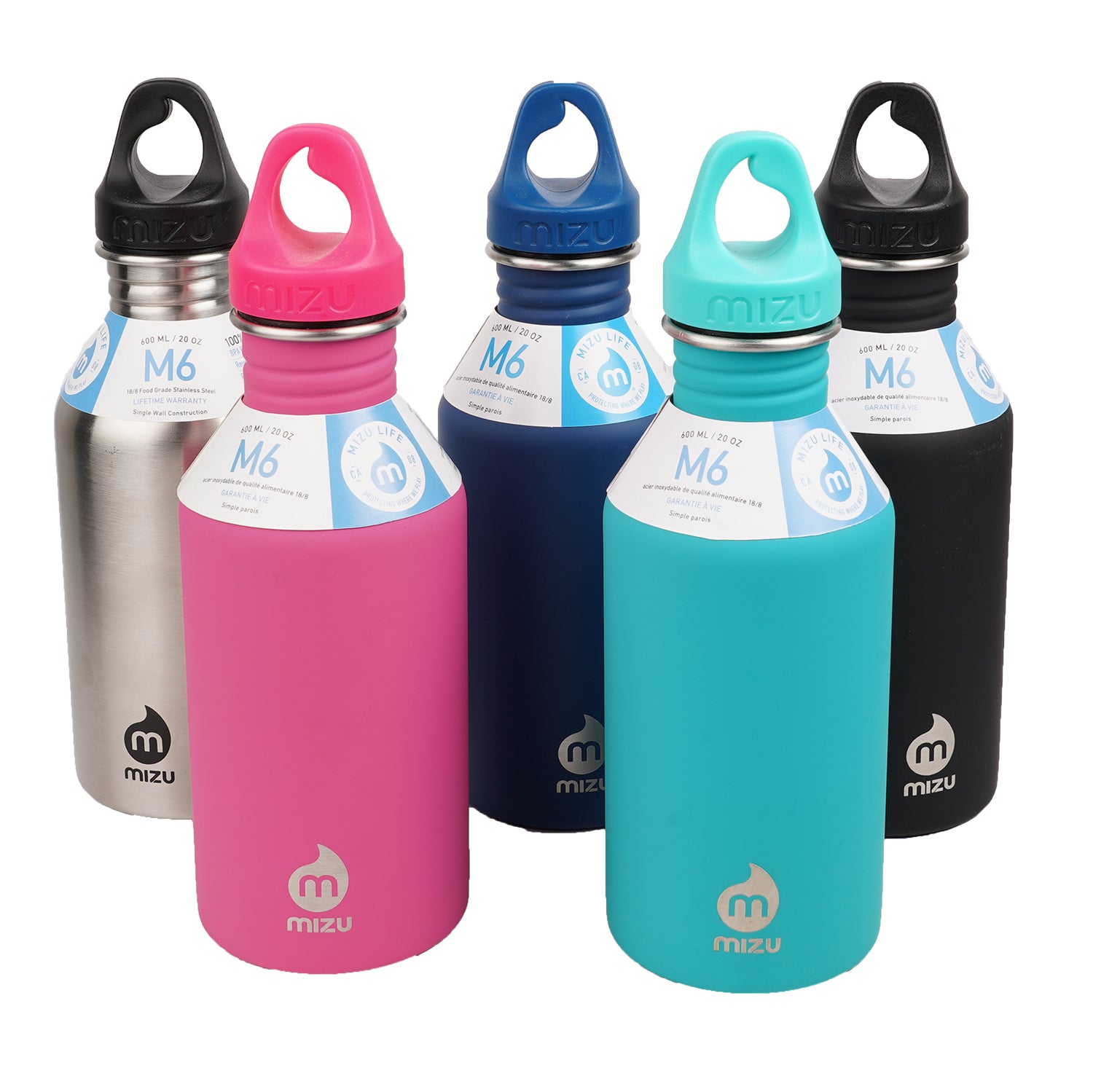 600 ml single wall stainless steel bottle with a black loop cap. The M6 stainless steel bottle from Mizu has the perfect size and will fit perfect in your car or in your sports bag. Insulated: No Material: Stainless steel (18/8) BRA free Volume: 20 oz / 600 ml Height: 215 mm Diameter: 70 mm Weight: 180 gr Fits in a cup holder: Yes We just love the mantra at Mizu which goes like this: Enjoy the journey. Leave nothing behind.