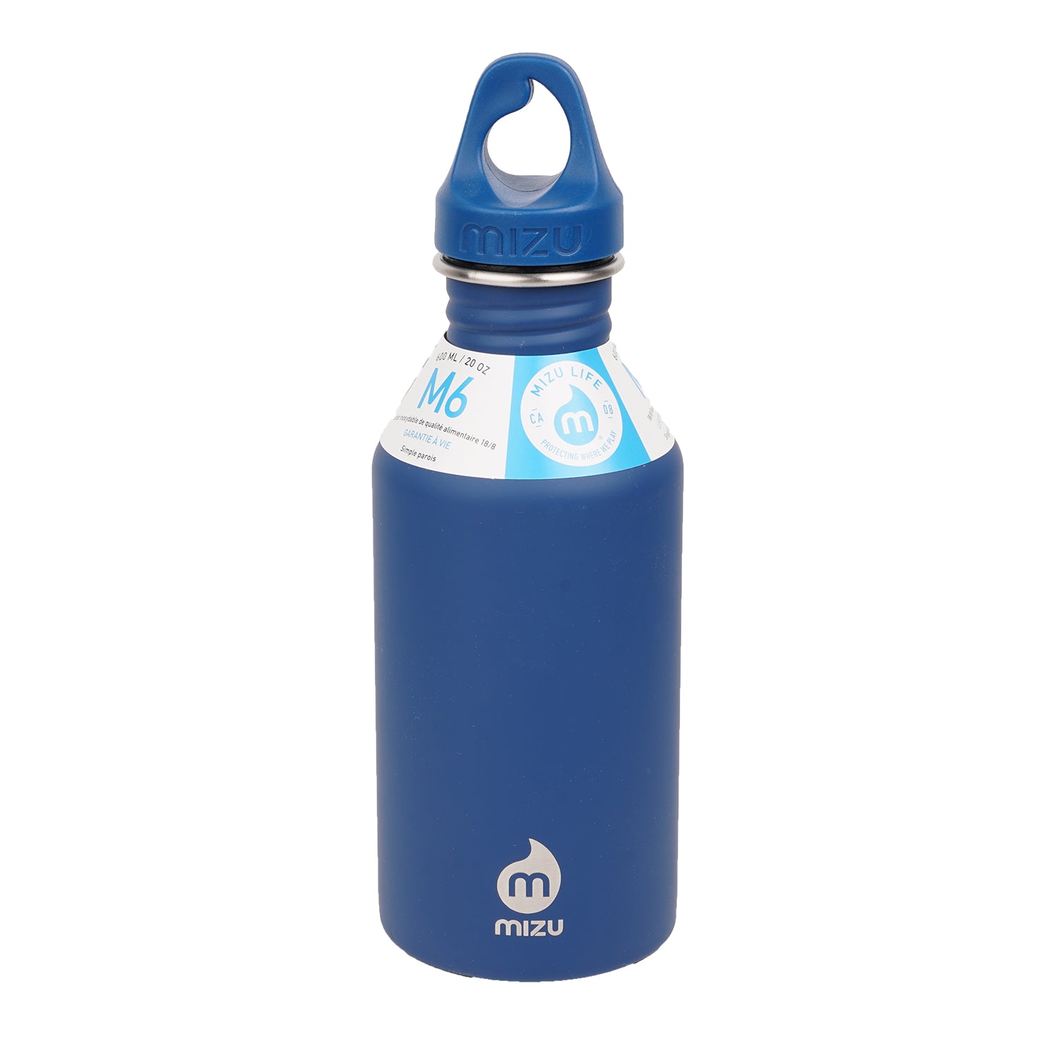 600 ml single wall stainless steel bottle with a black loop cap.  The M6 stainless steel bottle from Mizu has the perfect size and will fit perfect in your car or in your sports bag.  Insulated: No Material: Stainless steel (18/8) BRA free Volume: 20 oz / 600 ml Height:  215 mm Diameter: 70 mm Weight:  180 gr Fits in a cup holder: Yes We just love the mantra at Mizu which goes like this: Enjoy the journey. Leave nothing behind.