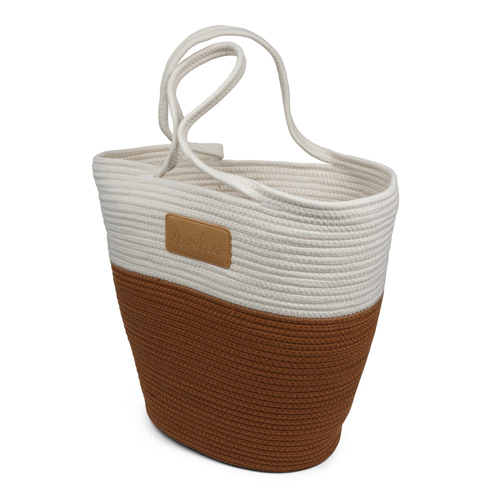 Lovelies Studio - Danish design - The NADI beach bag features a sleek and clean design, with a white upper that exudes a sense of effortless elegance. Adding a stylish twist, the bottom is adorned with a vibrant contrast color, making it a true standout accessory. At Lovelies, we prioritize both style and sustainability. That's why our Flamencos beach bag is made from a blend of cotton and recycled polyester, offering durability while minimizing our environmental impact.