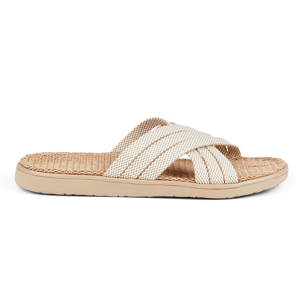 Lovelies Studio Denmark - The beautiful slip-on sandal with soft rubber sole which is covered in natural jute. The 6 crossing straps are woven in cotton. Laid back, feminin and styles sandal, designed in Denmark. The sandal is light and very comfortable to wear. Today we're selling sandals in more than 25 countries. We hope that you will fall in love with lovelies.