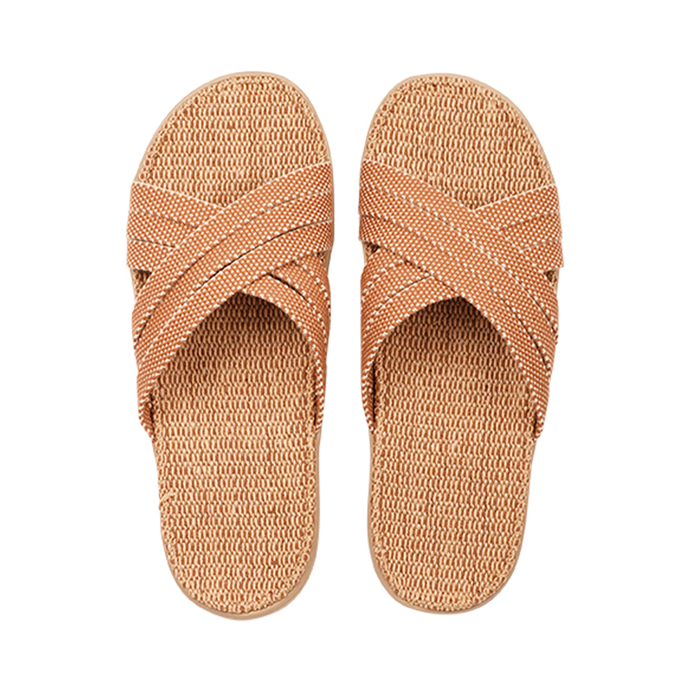 Lovelies Studio Denmark - The beautiful slip-on sandal with soft rubber sole which is covered in natural jute. The 6 crossing straps are woven in cotton. Laid back, feminin and styles sandal, designed in Denmark. The sandal is light and very comfortable to wear. Today we're selling sandals in more than 25 countries. We hope that you will fall in love with lovelies.