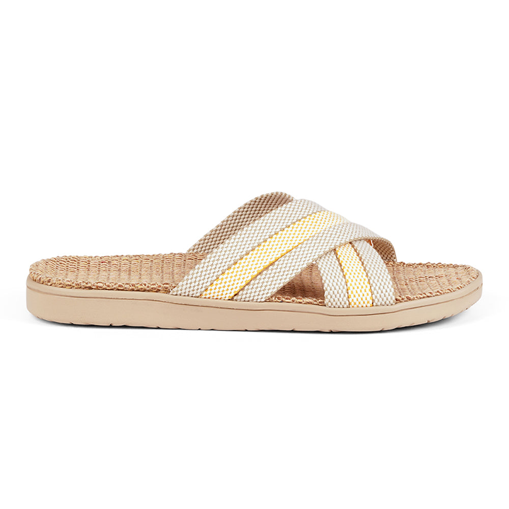 Lovelies Studio Denmark - The beautiful slip-on sandal with soft rubber sole which is covered in natural jute. The 6 crossing straps are woven in cotton. Laid back, feminin and styles sandal, designed in Denmark. The sandal is light and very comfortable to wear. Today we're selling sandals in more than 25 countries. We hope that you will fall in love with lovelies.