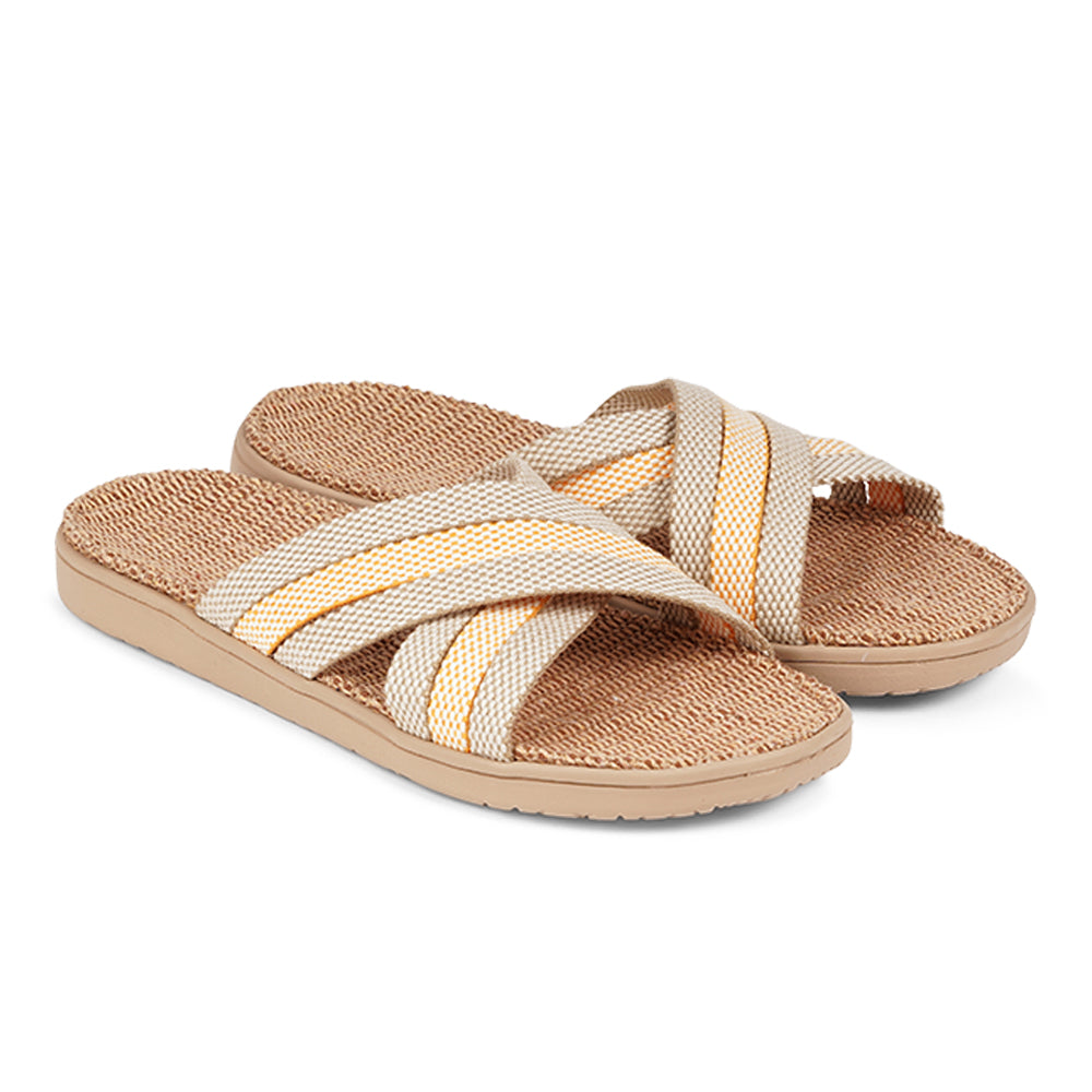 Lovelies Studio Denmark - The beautiful slip-on sandal with soft rubber sole which is covered in natural jute. The 6 crossing straps are woven in cotton. Laid back, feminin and styles sandal, designed in Denmark. The sandal is light and very comfortable to wear. Today we're selling sandals in more than 25 countries. We hope that you will fall in love with lovelies.