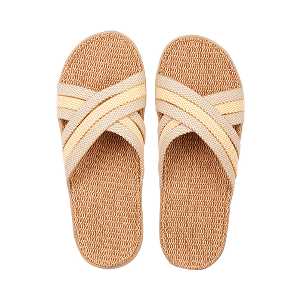 Lovelies Studio Denmark - The beautiful slip-on sandal with soft rubber sole which is covered in natural jute. The 6 crossing straps are woven in cotton. Laid back, feminin and styles sandal, designed in Denmark. The sandal is light and very comfortable to wear. Today we're selling sandals in more than 25 countries. We hope that you will fall in love with lovelies.