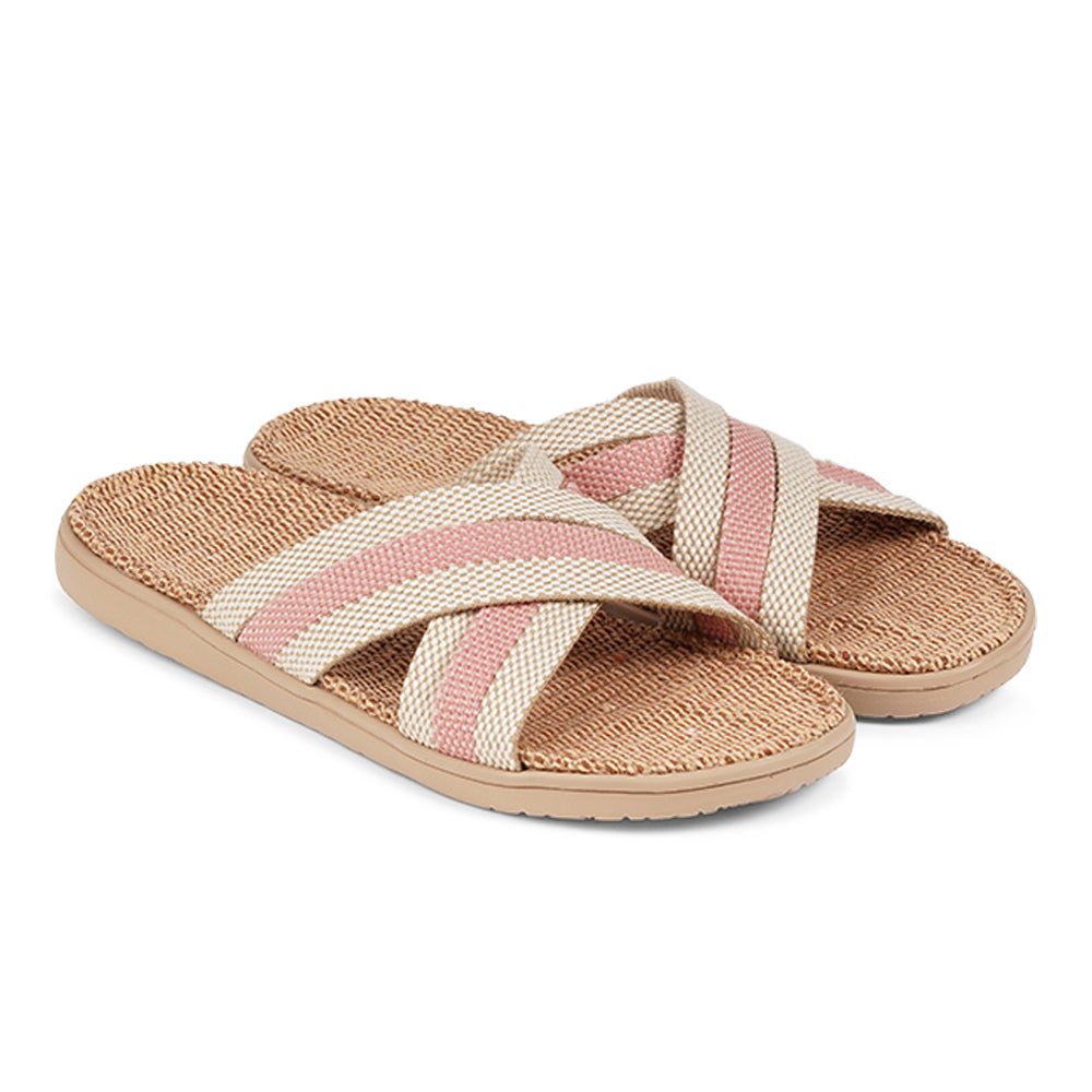 Lovelies Studio Denmark - The beautiful slip-on sandal with soft rubber sole which is covered in natural jute. The 6 crossing straps are woven in cotton. Laid back, feminin and styles sandal, designed in Denmark. The sandal is light and very comfortable to wear. Today we're selling sandals in more than 25 countries. We hope that you will fall in love with lovelies.