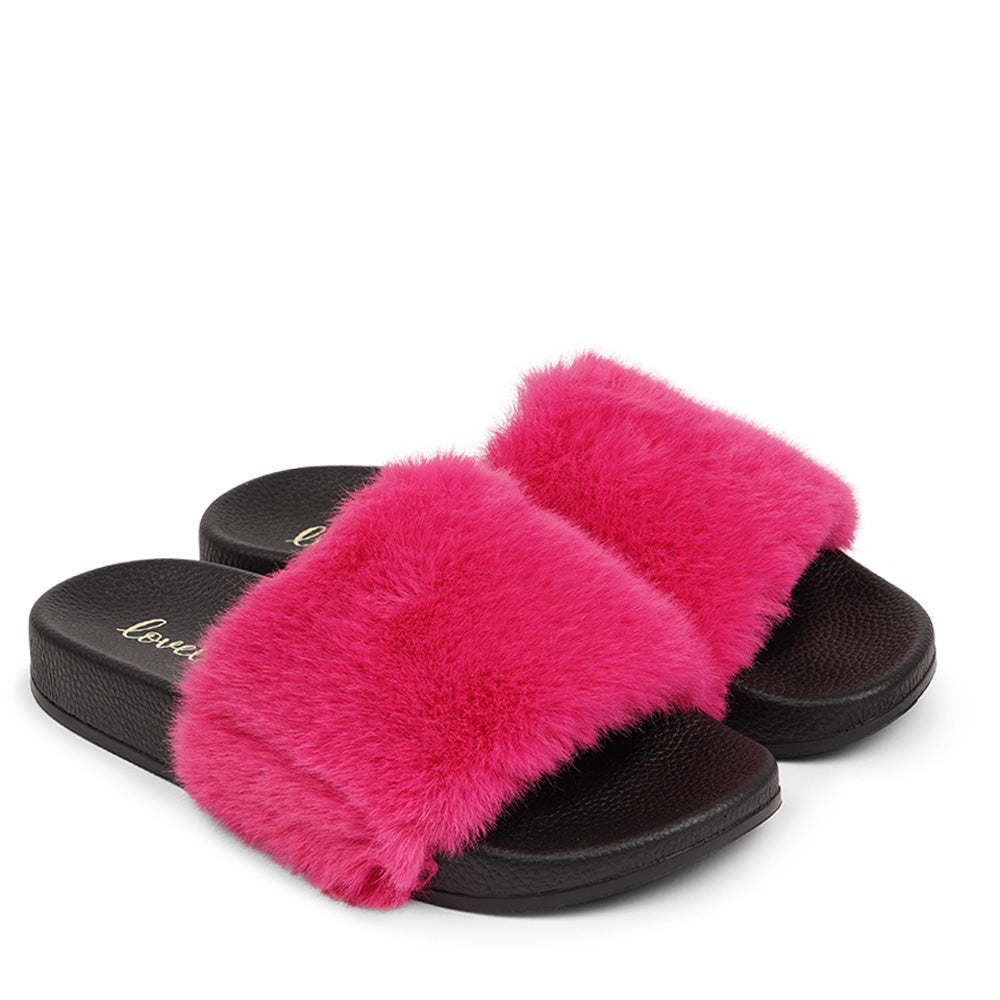Faux fur slides pink deals