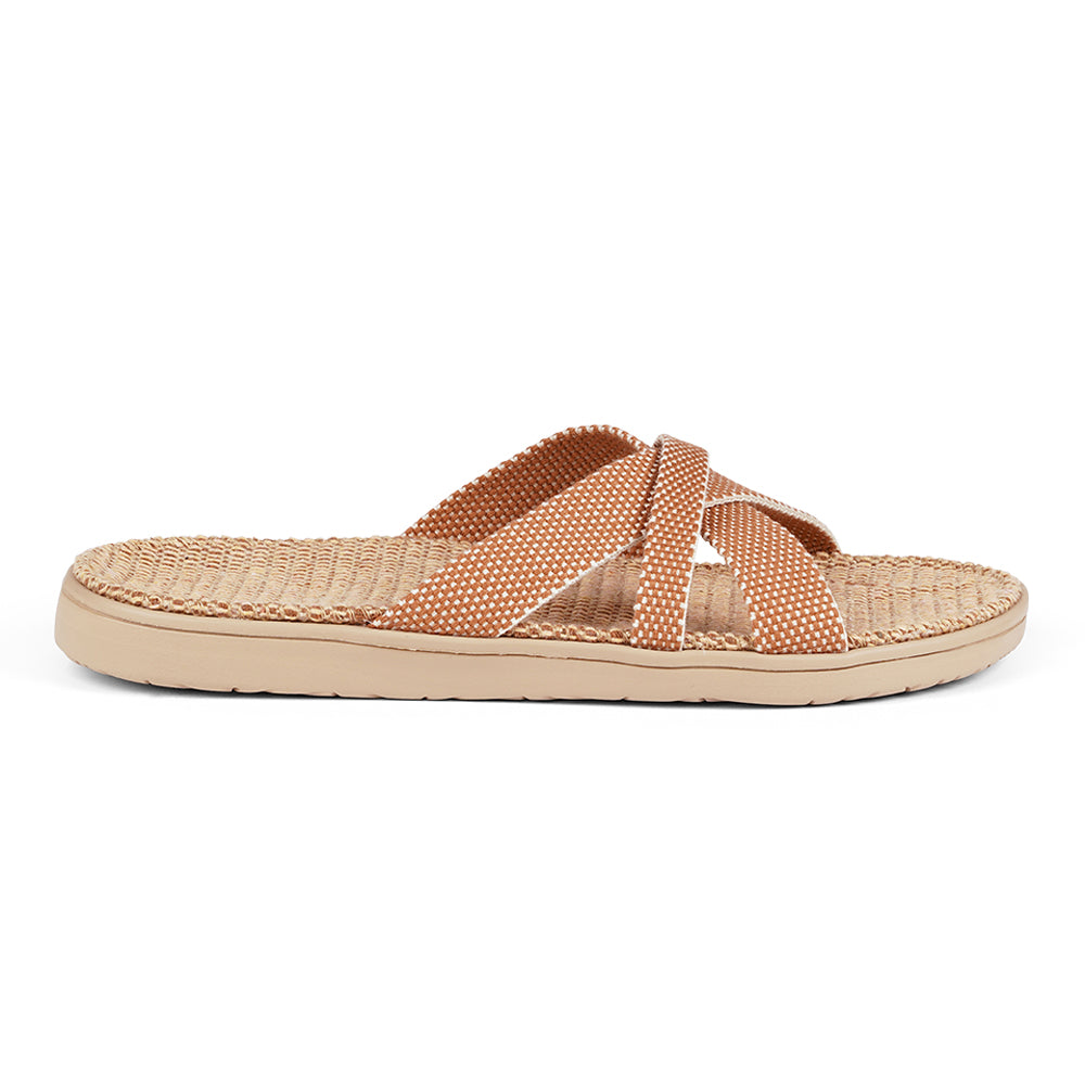 Lovelies Weligama sandals biscuit soft rubber sole and woven straps in cotton