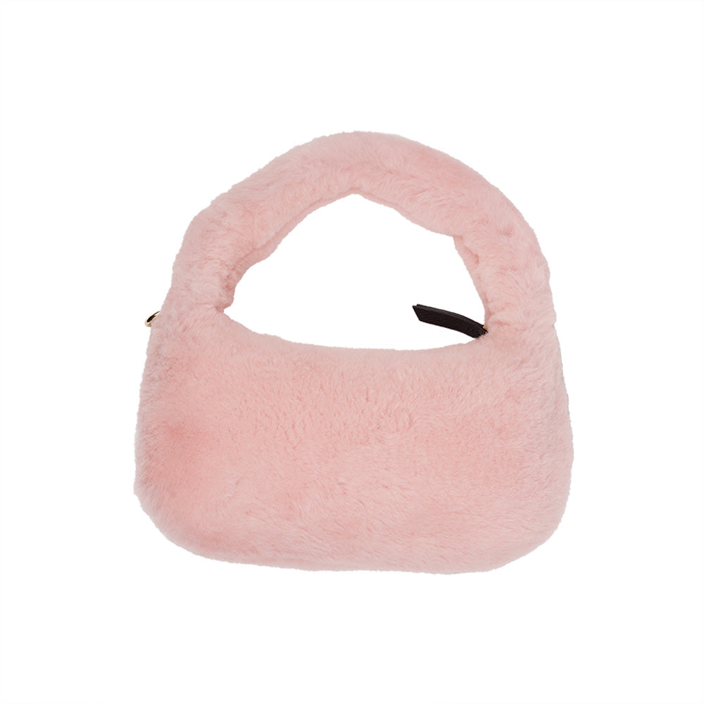 Lovelies Studio - Zhamo is a beautiful small shearling handbag which is perfect for carrying your essentials with you.  * Top handle in thick shearling   * Adjustable and detachable shoulder strap in leather   * Satin lining and flat zipped inner pocket   * Item comes with a branded dust bag.   * Gold-toned hardware   * Messurements W26 X D6 X H24 cm   * 100 % Australian shearling