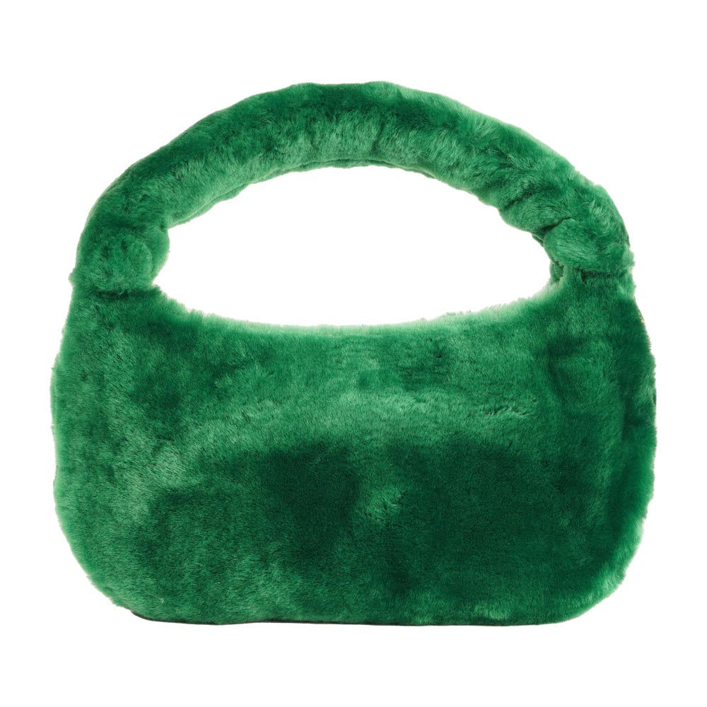 Lovelies Studio - Zhamo is a beautiful small shearling handbag which is perfect for carrying your essentials with you.  * Top handle in thick shearling   * Adjustable and detachable shoulder strap in leather   * Satin lining and flat zipped inner pocket   * Item comes with a branded dust bag.   * Gold-toned hardware   * Messurements W26 X D6 X H24 cm   * 100 % Australian shearling