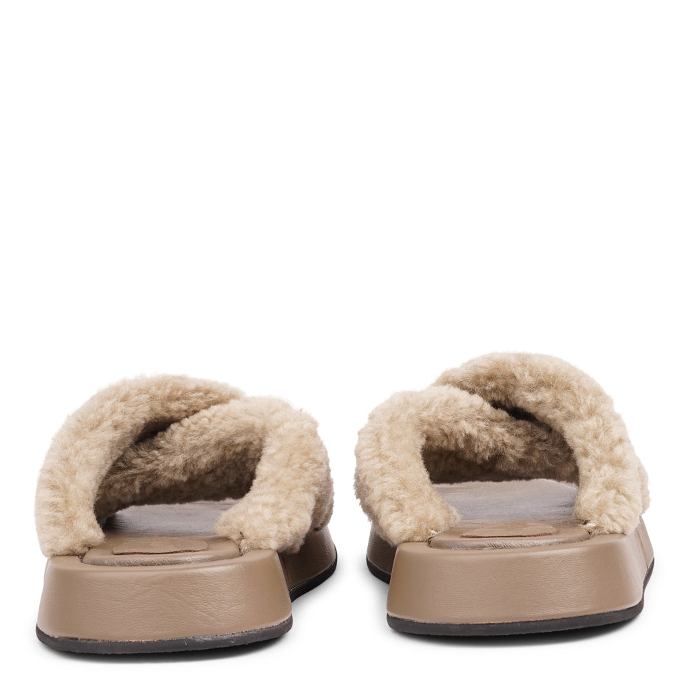 Cogolo - Soft shearling crossover sandal