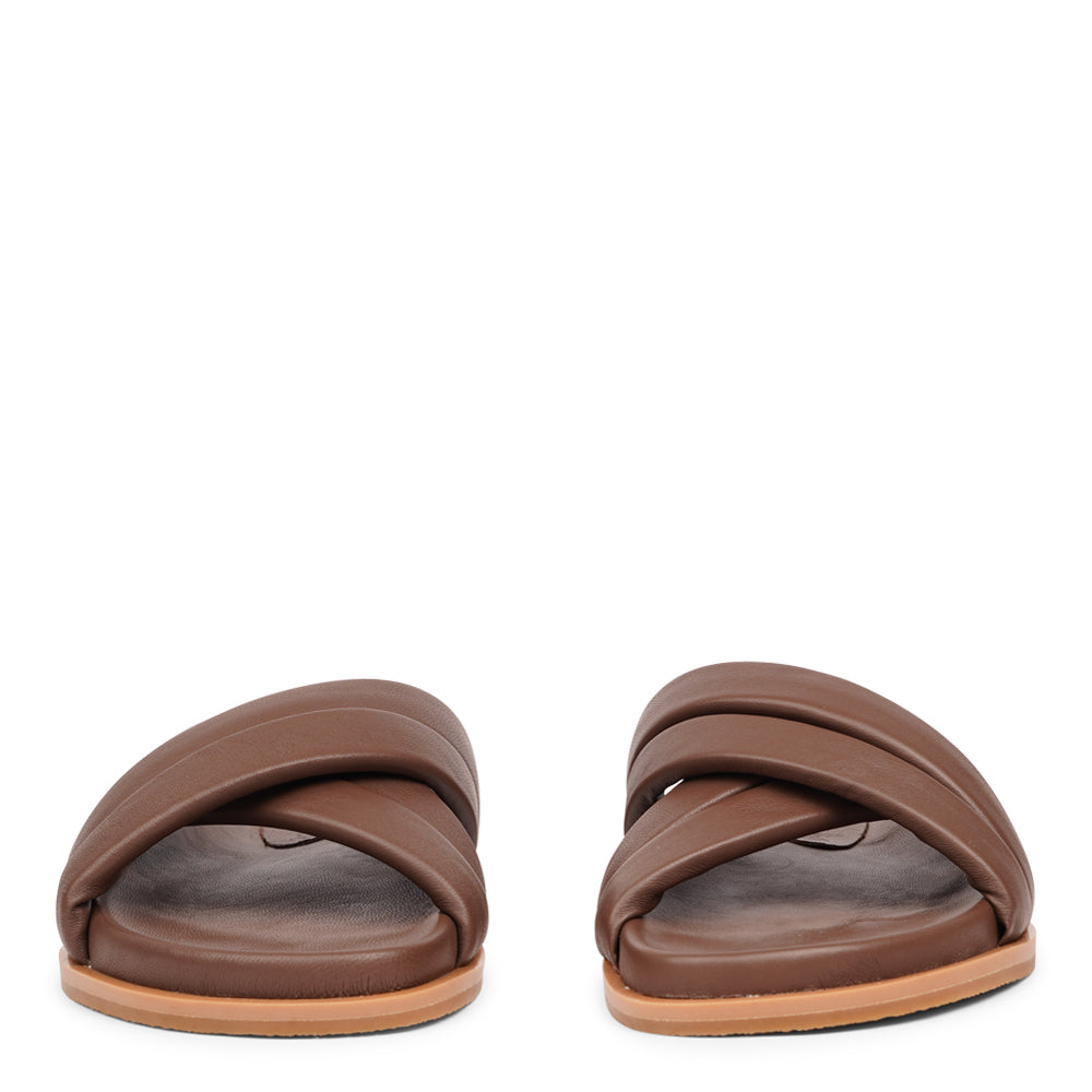 Lovelies Studio - These exquisite sandals feature four puffy leather straps that provide the perfect fit, ensuring that your feet feel supported and secure with every step. The soft midsole, also covered in supple nappa leather, offers an extra layer of cushioning for unparalleled comfort throughout the day.