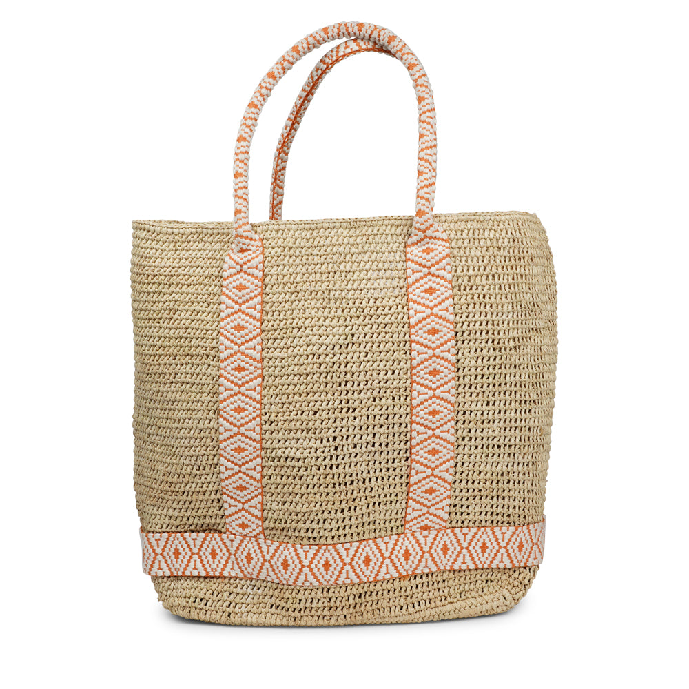 Raffia Carryall Bag

A stylish and practical carryall crafted from natural raffia in a warm, neutral tone. The bag features vibrant woven webbing straps that add a bold touch while providing strength and durability. Lightweight yet spacious, it’s perfect for beach days, market runs, or carrying your everyday essentials in effortless style.