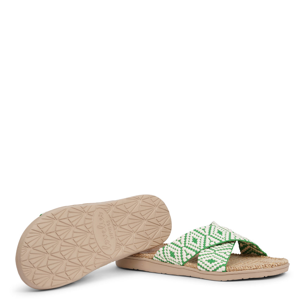Lovelies Studio -  Slip into the Gili sandal and treat your feet to double-layered rubber soles that cushion every step with comfort. Its mid-sole featuring natural jute adds a dash of earthy elegance.  Get ready to rock the beach with wide cotton straps boasting intricate patterns and vibrant hues, blending fashion and function seamlessly. 
