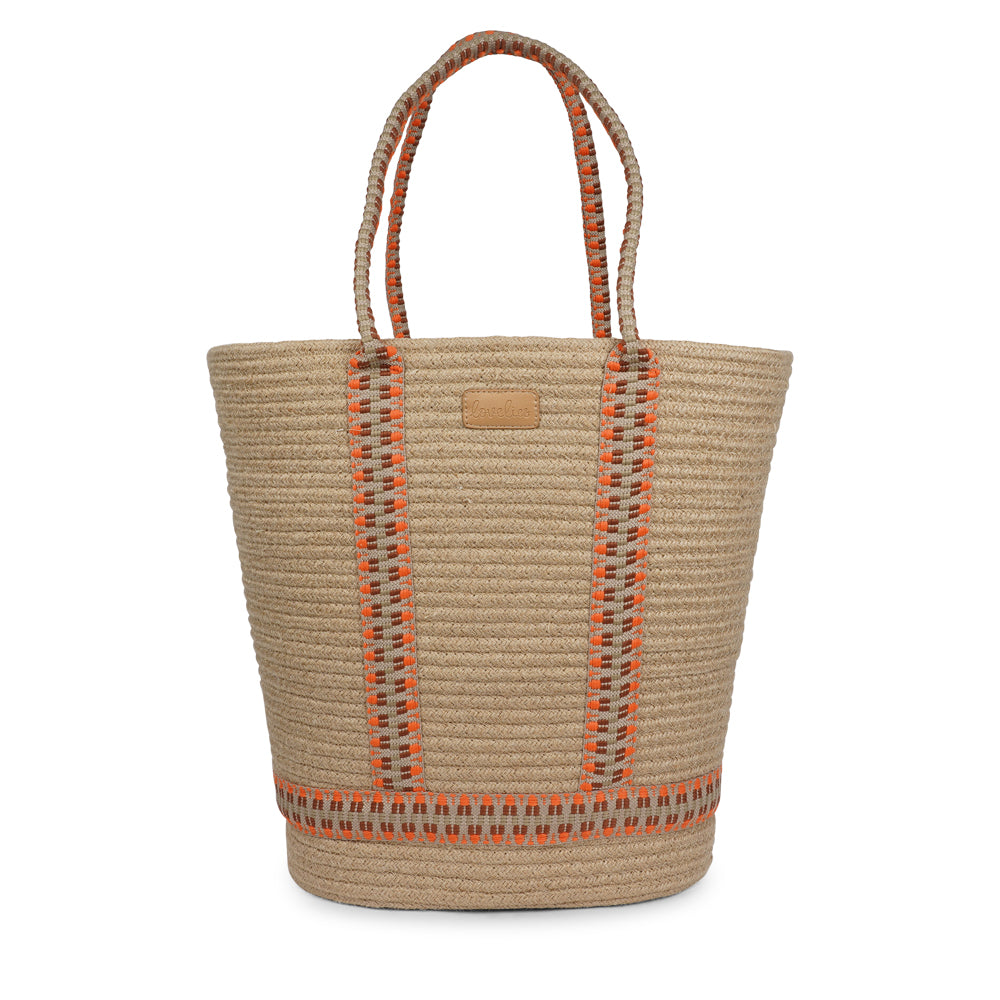 Lovelies - Woven Rope Carryall Bag

This chic and practical carryall seamlessly blends natural materials with a bold pop of pattern. Crafted from sturdy rope in a warm neutral tone, it features vibrant, eye-catching woven webbing straps that enhance both its style and structure. Lightweight yet spacious, this bag is perfect for beach days, market visits, or simply carrying your everyday essentials in style.