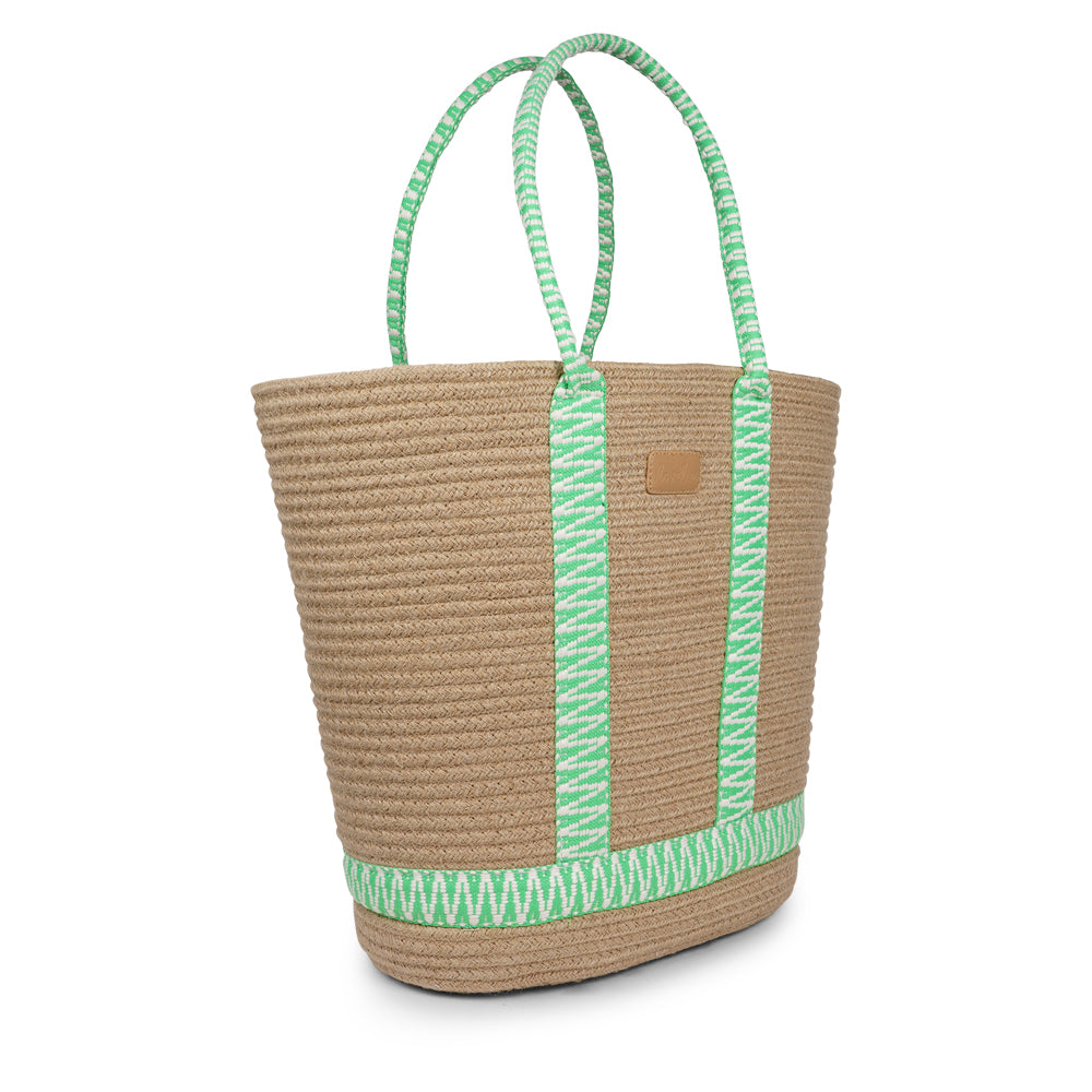 Woven Rope Carryall Bag

This chic and practical carryall seamlessly blends natural materials with a bold pop of pattern. Crafted from sturdy rope in a warm neutral tone, it features vibrant, eye-catching woven webbing straps that enhance both its style and structure. Lightweight yet spacious, this bag is perfect for beach days, market visits, or simply carrying your everyday essentials in style.