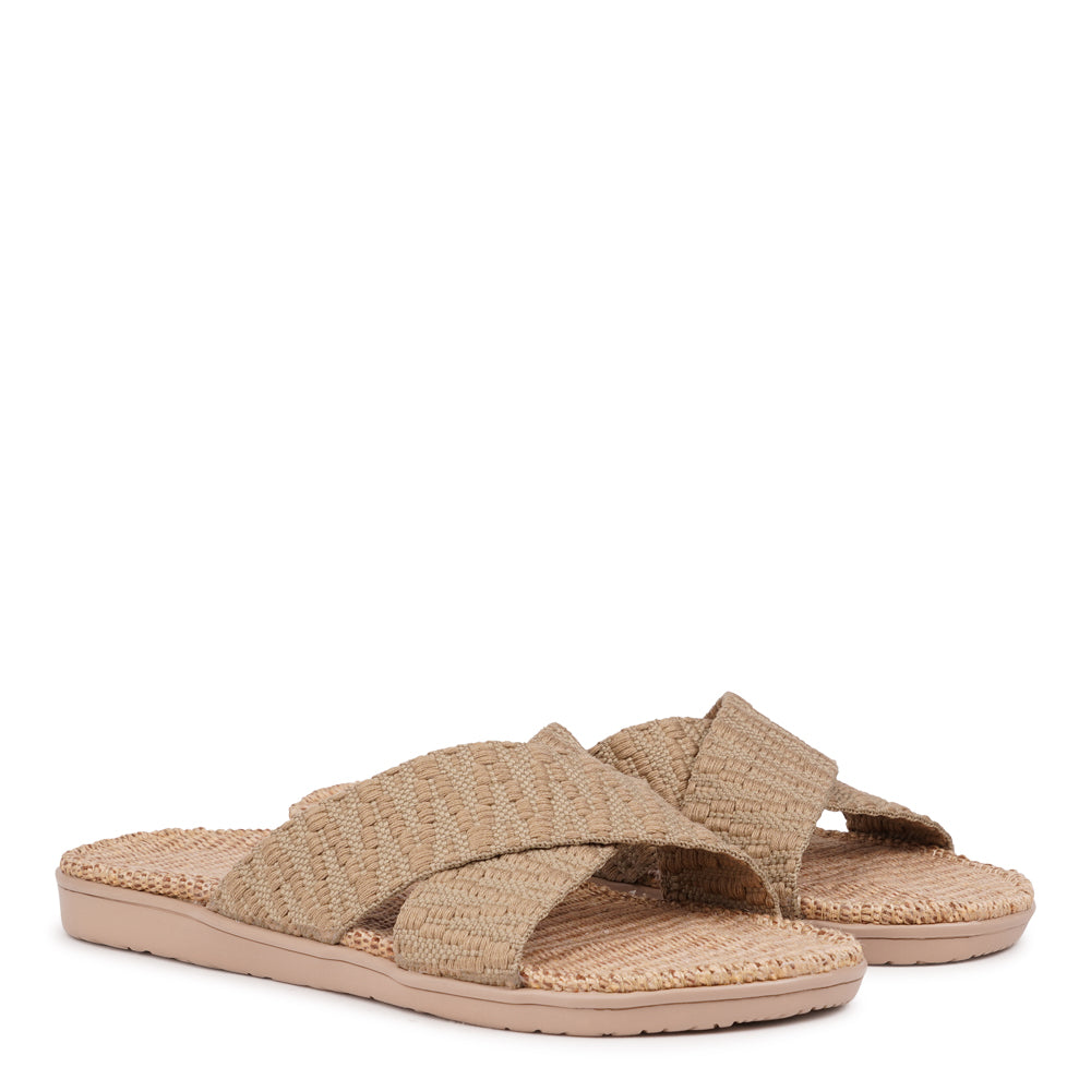 Lovelies Studio - The casual Harmal sandal, a tribute to the breathtaking beach in North Goa that inspires its name.

Step into comfort and style with its unique design, featuring double-layered soft and durable rubber soles. The mid-sole, adorned with natural jute, adds a touch of eco-friendly elegance. Embrace both fashion and comfort as you stroll, thanks to the wide cotton straps intricately woven with captivating patterns, available in a spectrum of colors.
