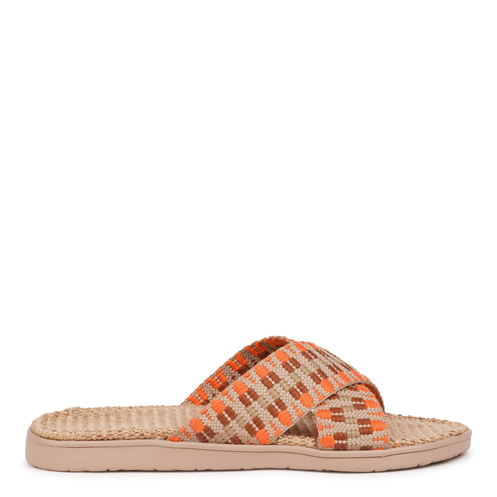 Lovelies Studio - The casual Harmal sandal, a tribute to the breathtaking beach in North Goa that inspires its name.

Step into comfort and style with its unique design, featuring double-layered soft and durable rubber soles. The mid-sole, adorned with natural jute, adds a touch of eco-friendly elegance. Embrace both fashion and comfort as you stroll, thanks to the wide cotton straps intricately woven with captivating patterns, available in a spectrum of colors.