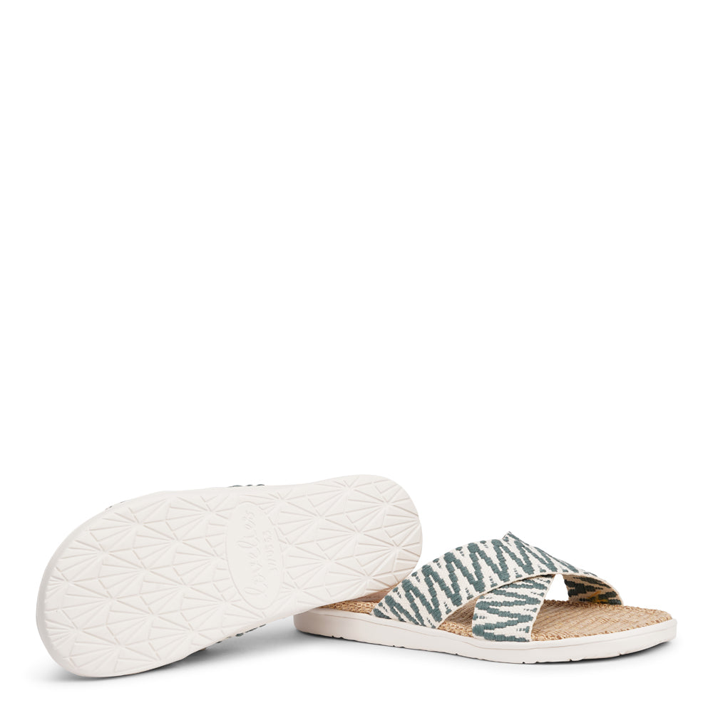 The casual Harmal sandal, a tribute to the breathtaking beach in North Goa that inspires its name.  Step into comfort and style with its unique design, featuring double-layered soft and durable rubber soles. The mid-sole, adorned with natural jute, adds a touch of eco-friendly elegance. Embrace both fashion and comfort as you stroll, thanks to the wide cotton straps intricately woven with captivating patterns, available in a spectrum of colors.