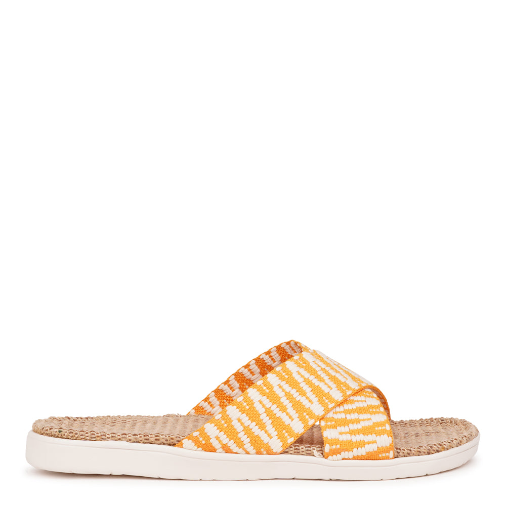Lovelies Studio - The casual Harmal sandal, a tribute to the breathtaking beach in North Goa that inspires its name.

Step into comfort and style with its unique design, featuring double-layered soft and durable rubber soles. The mid-sole, adorned with natural jute, adds a touch of eco-friendly elegance. Embrace both fashion and comfort as you stroll, thanks to the wide cotton straps intricately woven with captivating patterns, available in a spectrum of colors.