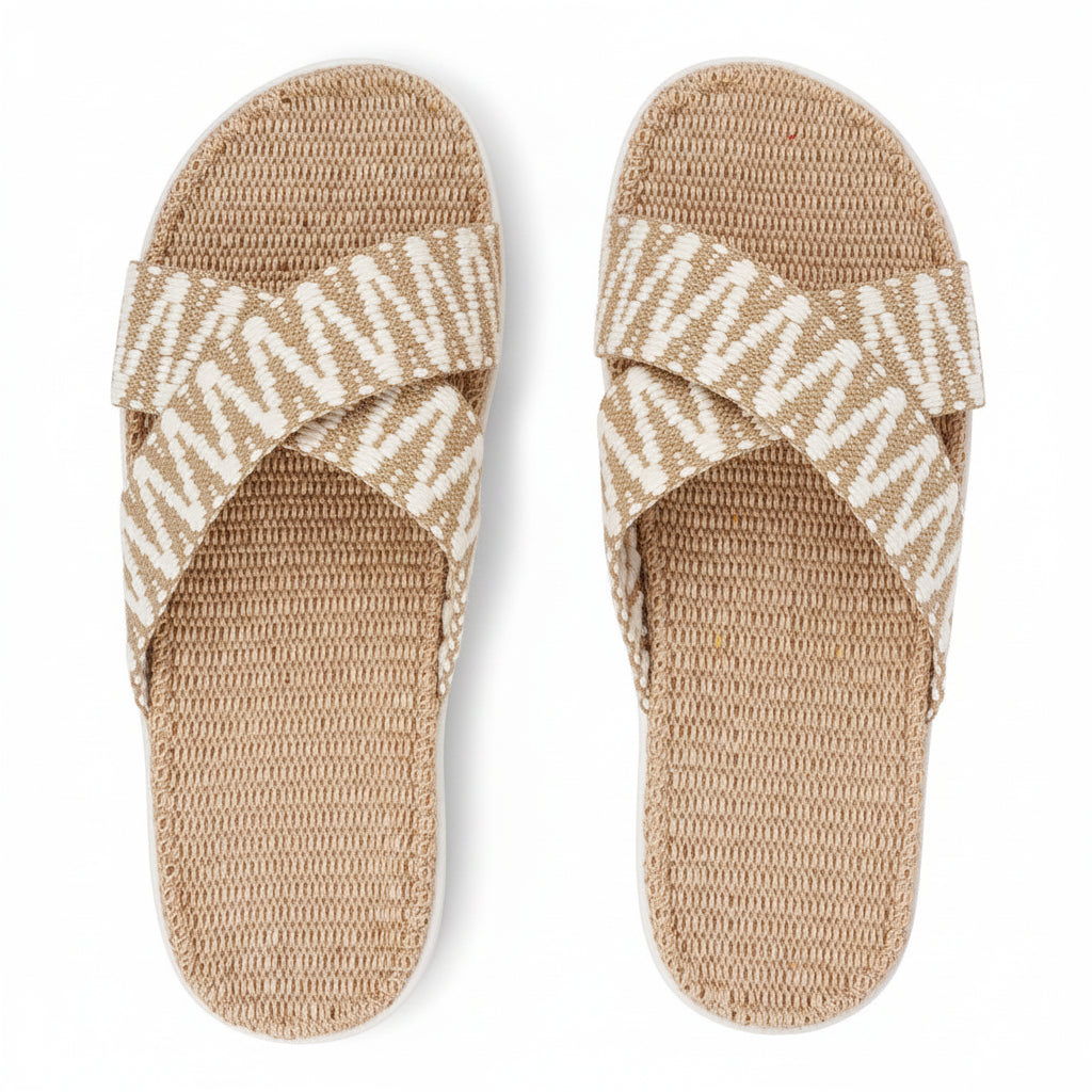 Lovelies Studio - The casual Harmal sandal, a tribute to the breathtaking beach in North Goa that inspires its name.  Step into comfort and style with its unique design, featuring double-layered soft and durable rubber soles. The mid-sole, adorned with natural jute, adds a touch of eco-friendly elegance.