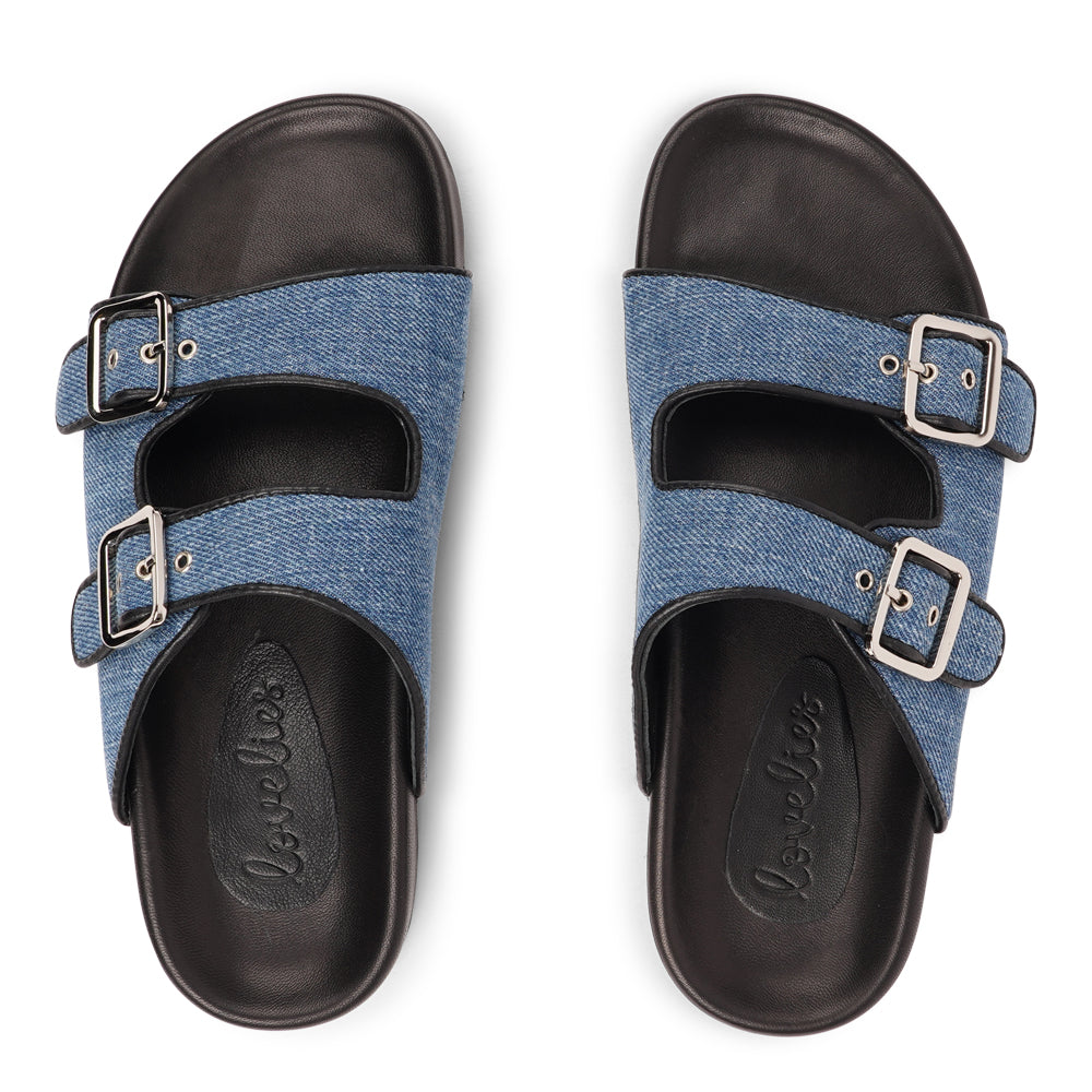 Lovelies Studio - Handmade summer sandals. These soft leather and denim leather sandals come with 2 adjustable straps and a full leather covered midsole for the best fit and comfort