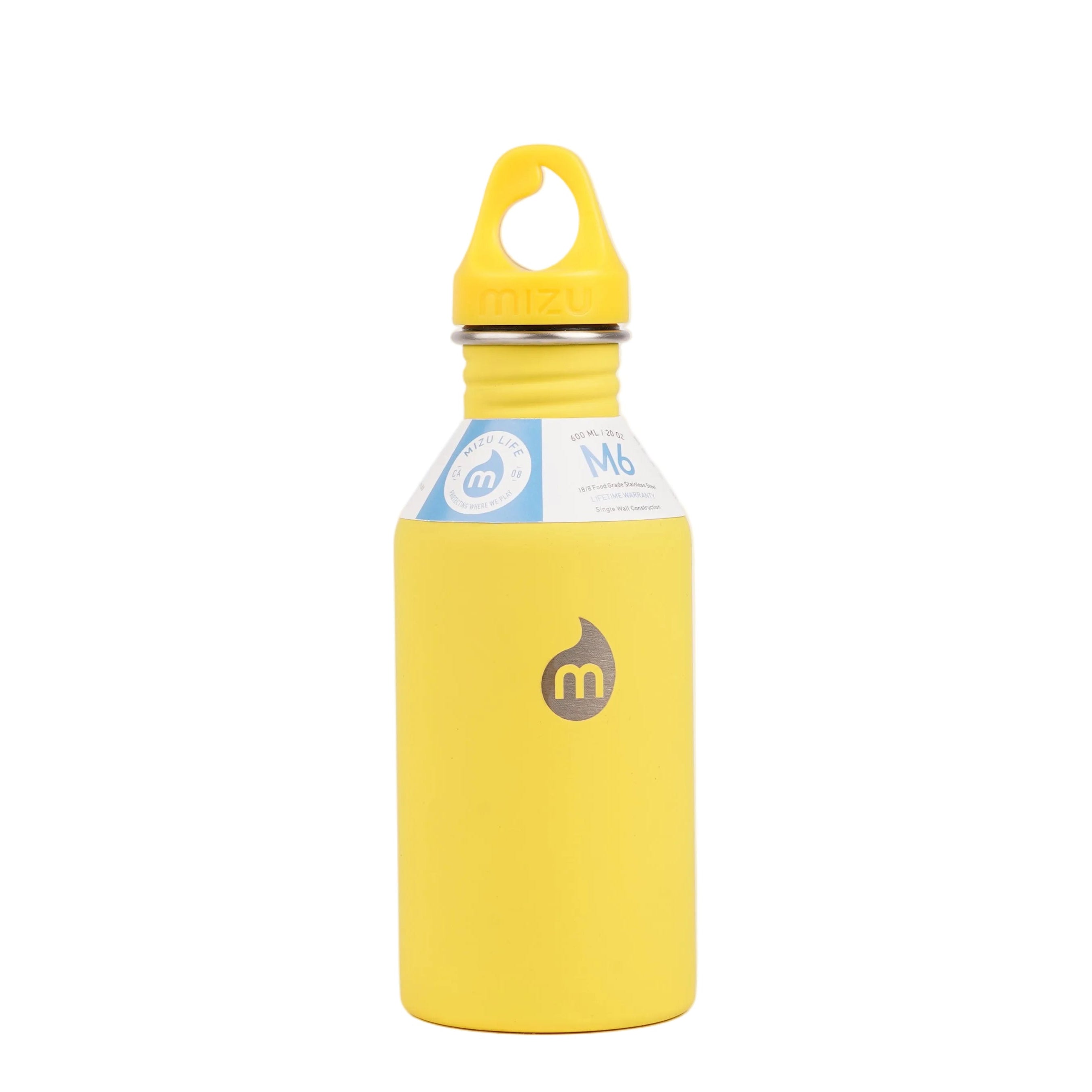 A lightweight 600 ml single-wall stainless steel bottle featuring a matching color loop cap. Clean design, practical size, and made for everyday use.

The M6 bottle from Mizu fits perfectly in your car’s cup holder or your sports bag, making it an easy companion for work, travel, and training.

Details:
Insulated: No (single wall)
Material: 18/8 stainless steel, BPA free
Volume: 600 ml / 20 oz
Height: 215 mm
Diameter: 70 mm
Weight: 180 g
Fits in cup holder: Yes