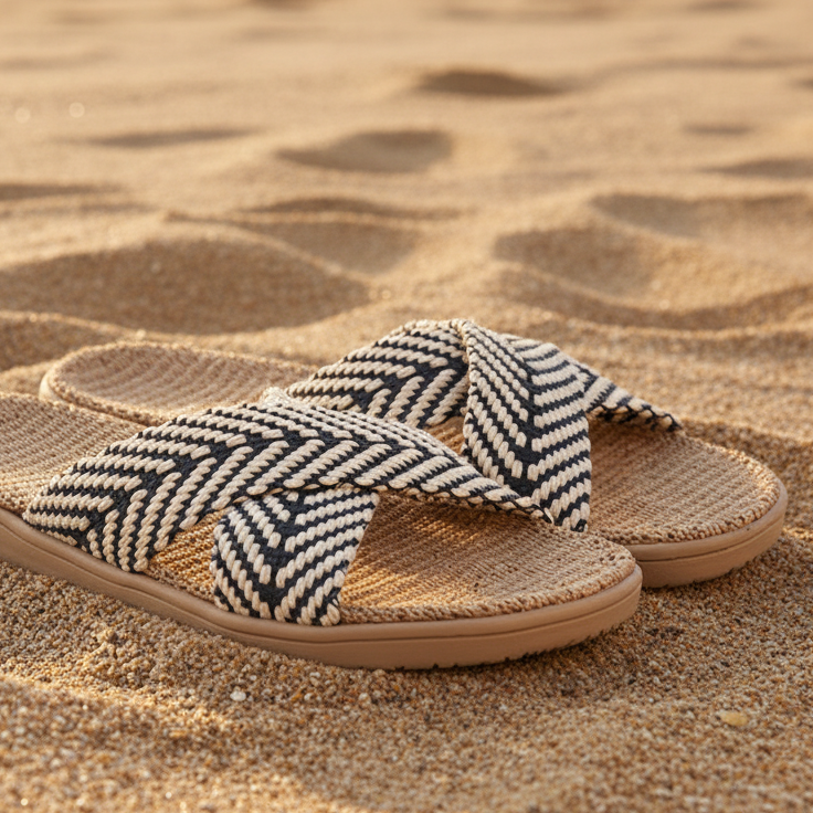 Lovelies Studio - Cool and casual Molona sandal - designed for all-day comfort and timeless style. With its durable rubber outsole and soft cushioned midsole, Molona gives you that perfect bounce to keep you moving from sunrise to sunset.
The midsole is wrapped in finely woven jute, adding a light, breathable feel that keeps your feet fresh and relaxed. Two elegant woven cotton straps complete the look, offering a feminine touch that easily transitions from laid-back to dressed-up.