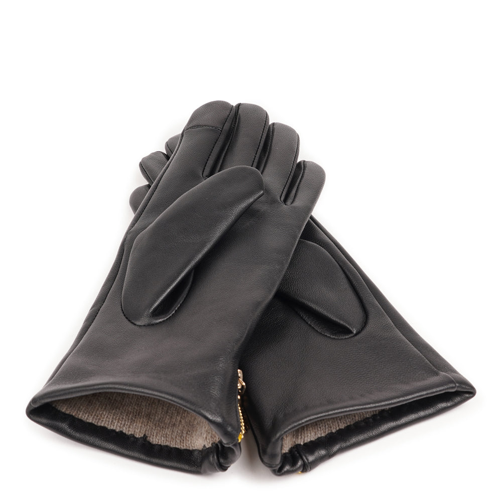 Morasso - Feminine Leather Gloves with Zip Detail