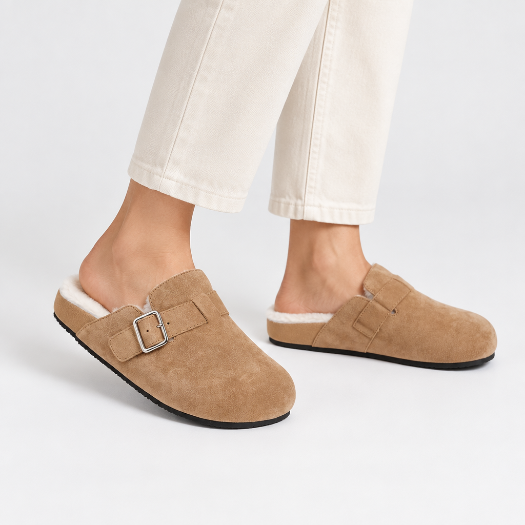 Nesso - Suede Mules with curly shearling