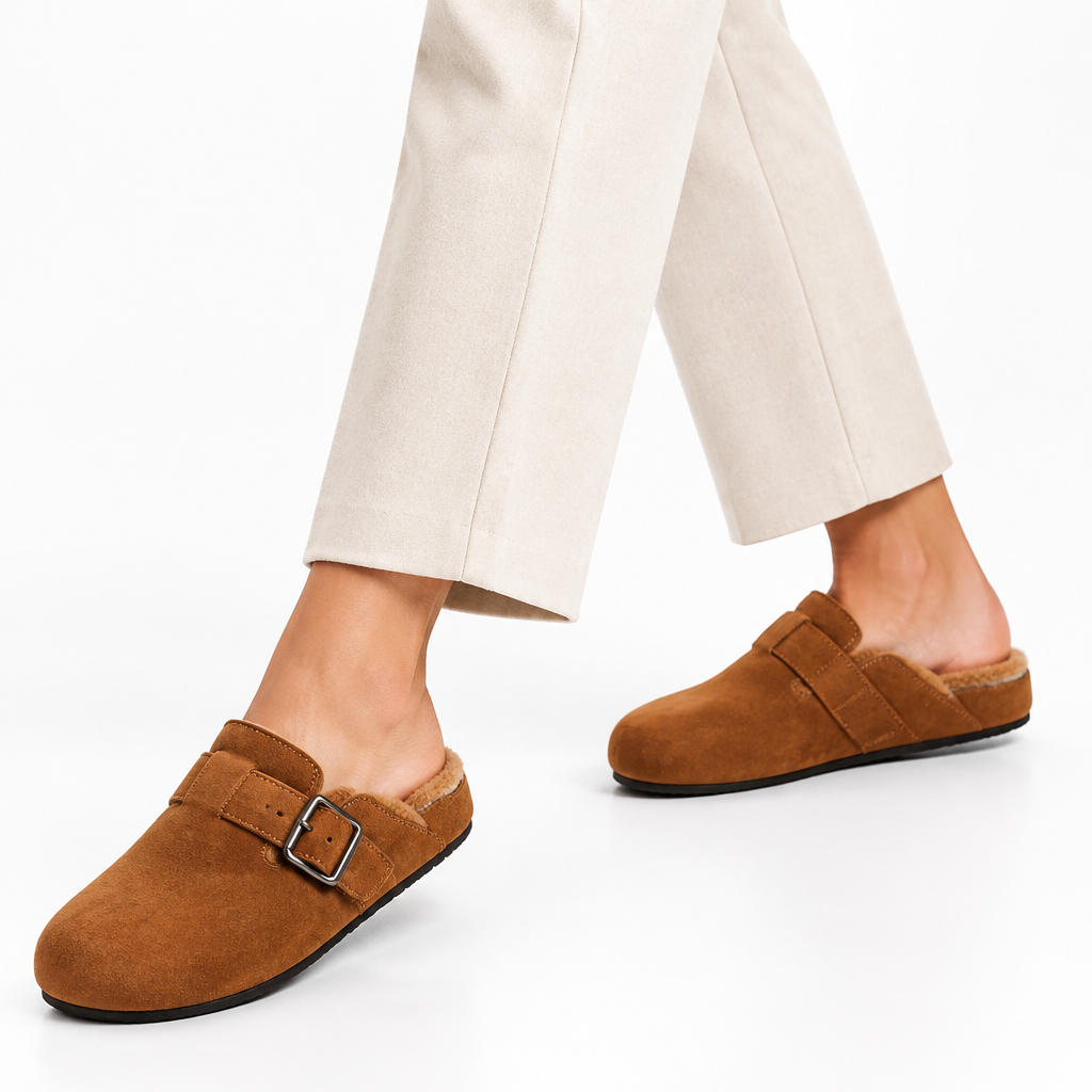Nesso - Suede Mules with curly shearling