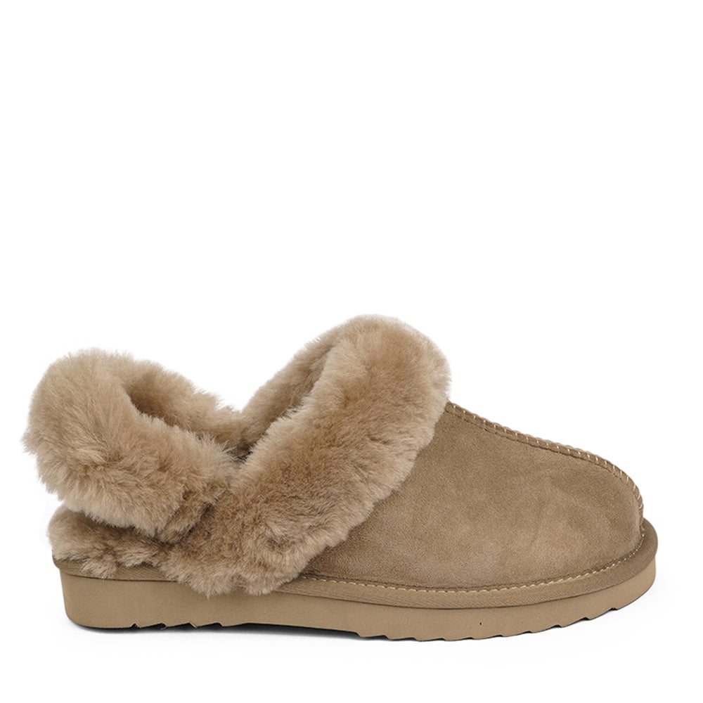 Double-Faced Shearling Mules with Detachable Heel Strap

Wrap your feet in warmth and comfort this autumn with our Lovelies shearling mules. Crafted from soft shearling and finished with a durable rubber sole, they combine luxurious coziness with everyday practicality. The detachable heel strap adds versatility, making them perfect for both lounging and stepping outside in style.
