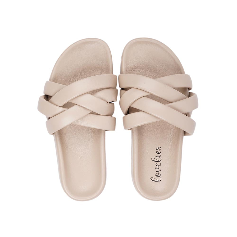 Lovelies Studio These soft nappa leather sandals come with 4 puffy leather straps for the best fit, comfort and style With its delicate and soft fabrics, you feel at ease and elegant at the same time. 
