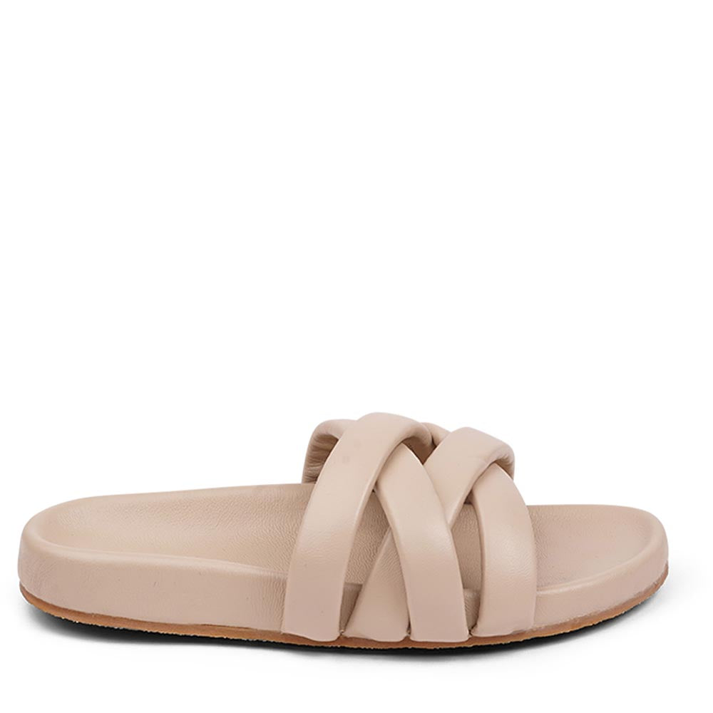 Lovelies Studio These soft nappa leather sandals come with 4 puffy leather straps for the best fit, comfort and style With its delicate and soft fabrics, you feel at ease and elegant at the same time. 