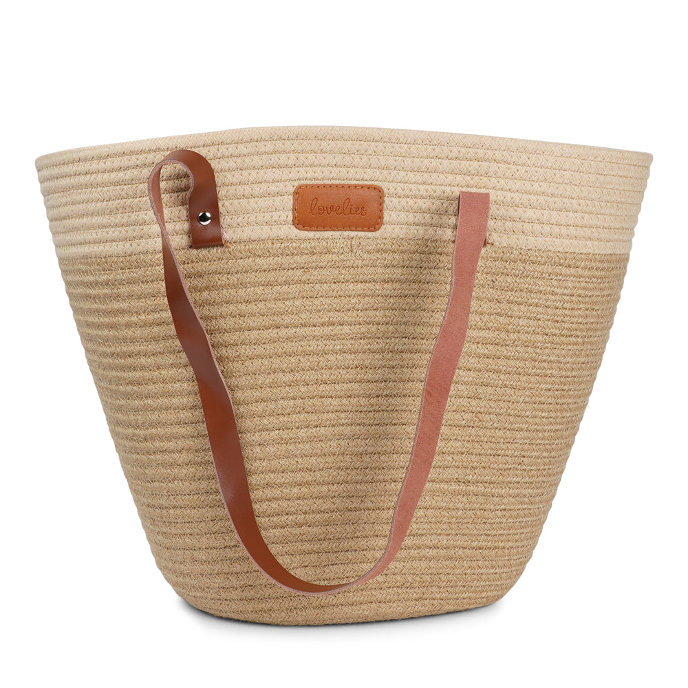 Lovelies Studio - Meet your new go-to bag for everyday adventures. Our cotton rope tote is designed for both style and practicality, with a beautifully textured body crafted from durable cotton rope. The soft buffalo leather shoulder handles add a touch of luxury while ensuring a comfortable fit, even when you're carrying a full load. Perfectly sized for grocery runs, picnics in the park, or casual days out, this tote easily combines functionality with effortless charm.